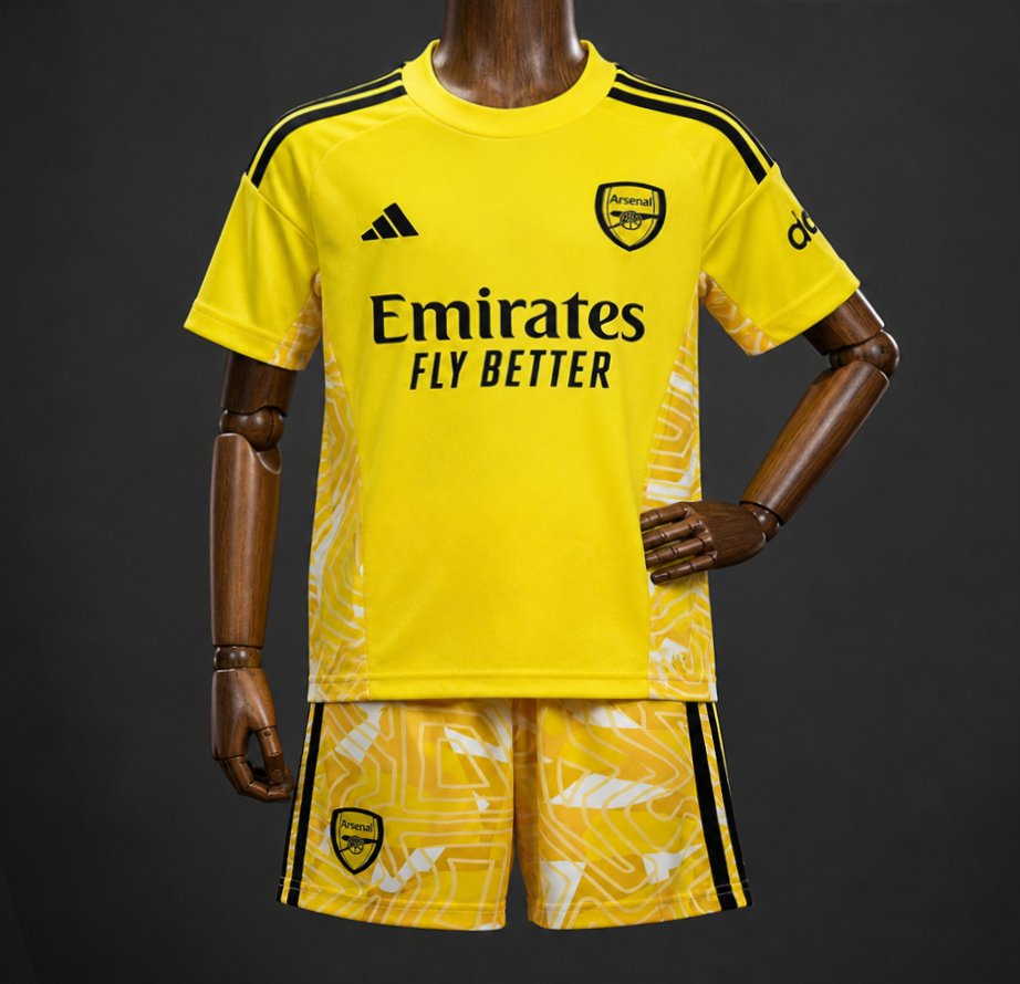 26/27 Kids Arsenal Goalkeeper Yellow/White Jerse Set 16-28 - musan