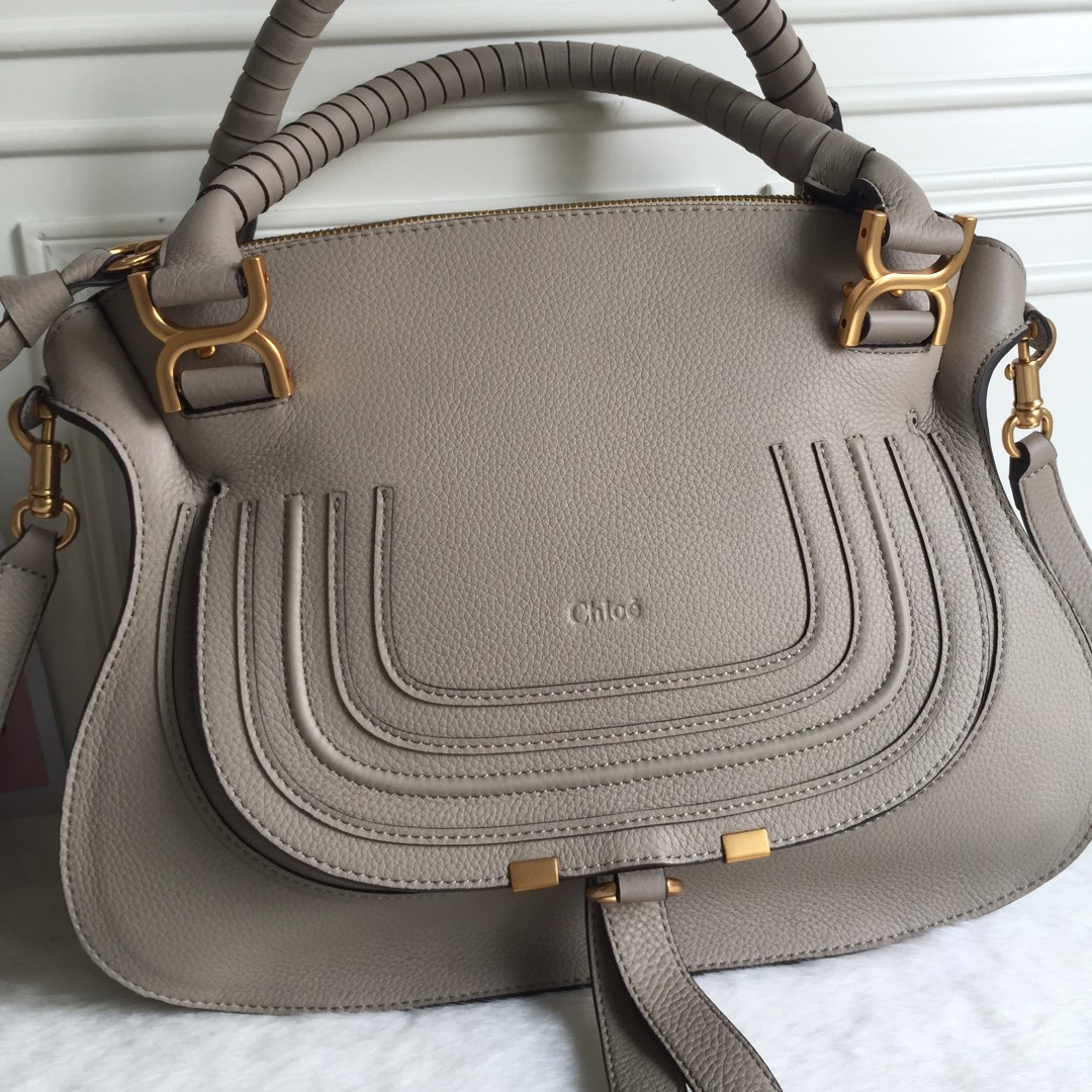 Chloe Large Marcie Bag in Grained Calfskin-Grey