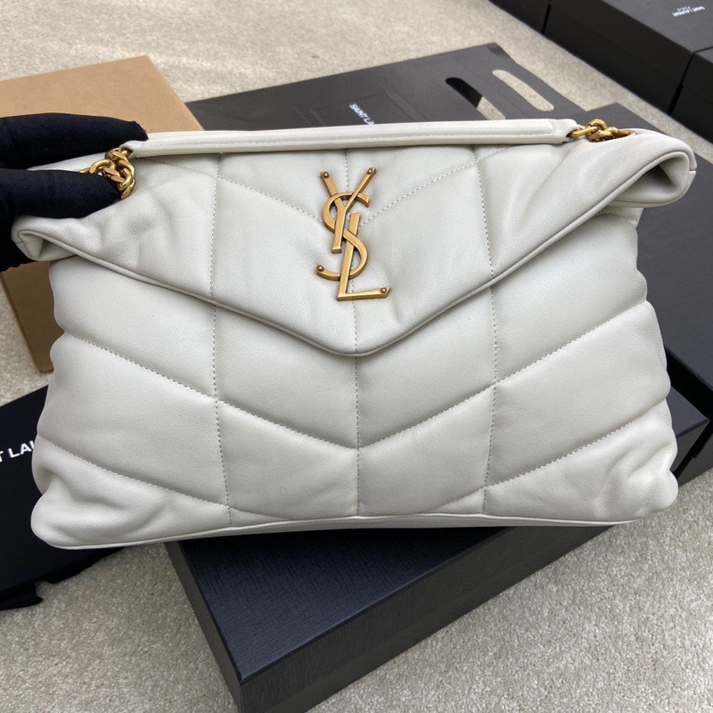 Saint Cream white Lambskin Medium Puffer Bag 577475