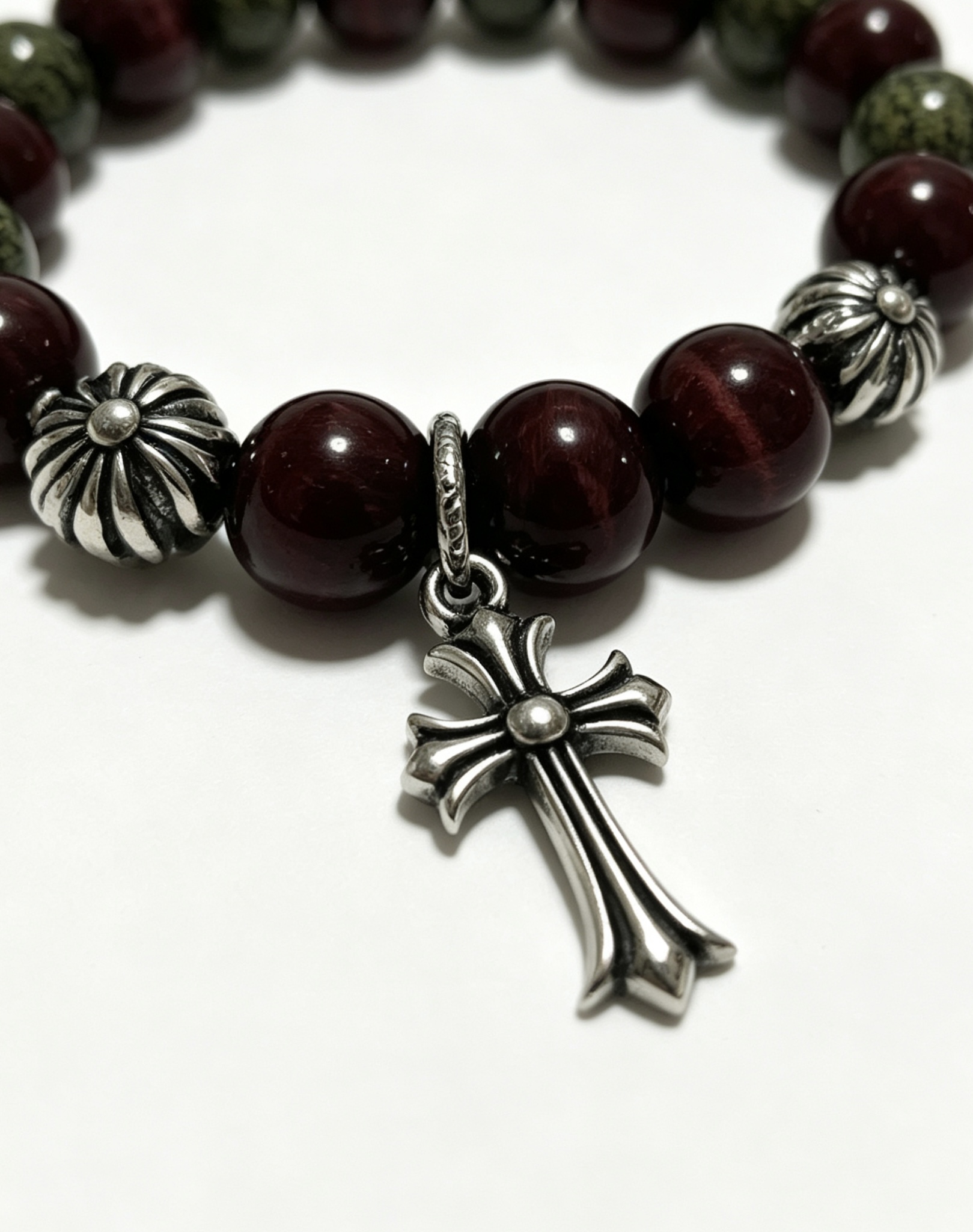 Chrome Hearts Vintage Multi-Element Agate Cross Bracelet