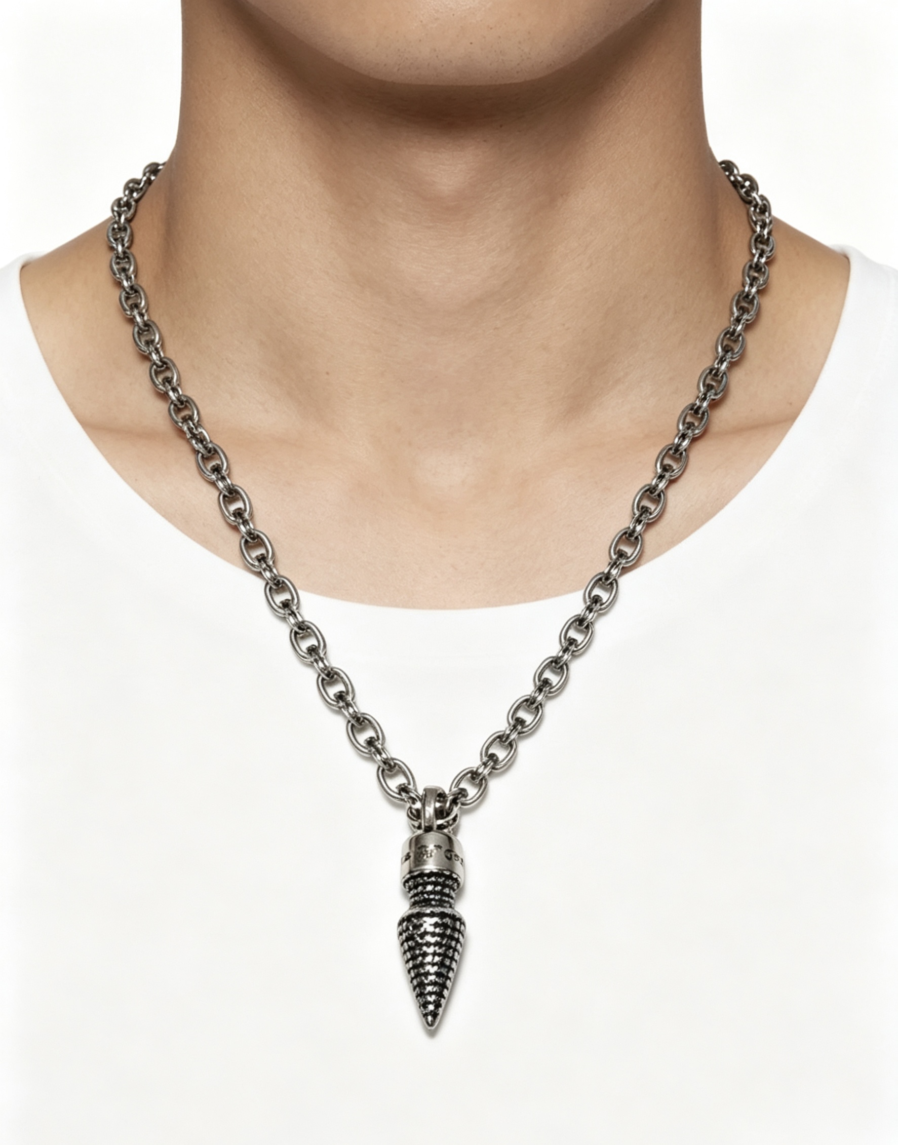 Chrome Hearts Oxidized Silver Unisex Necklace 60cm