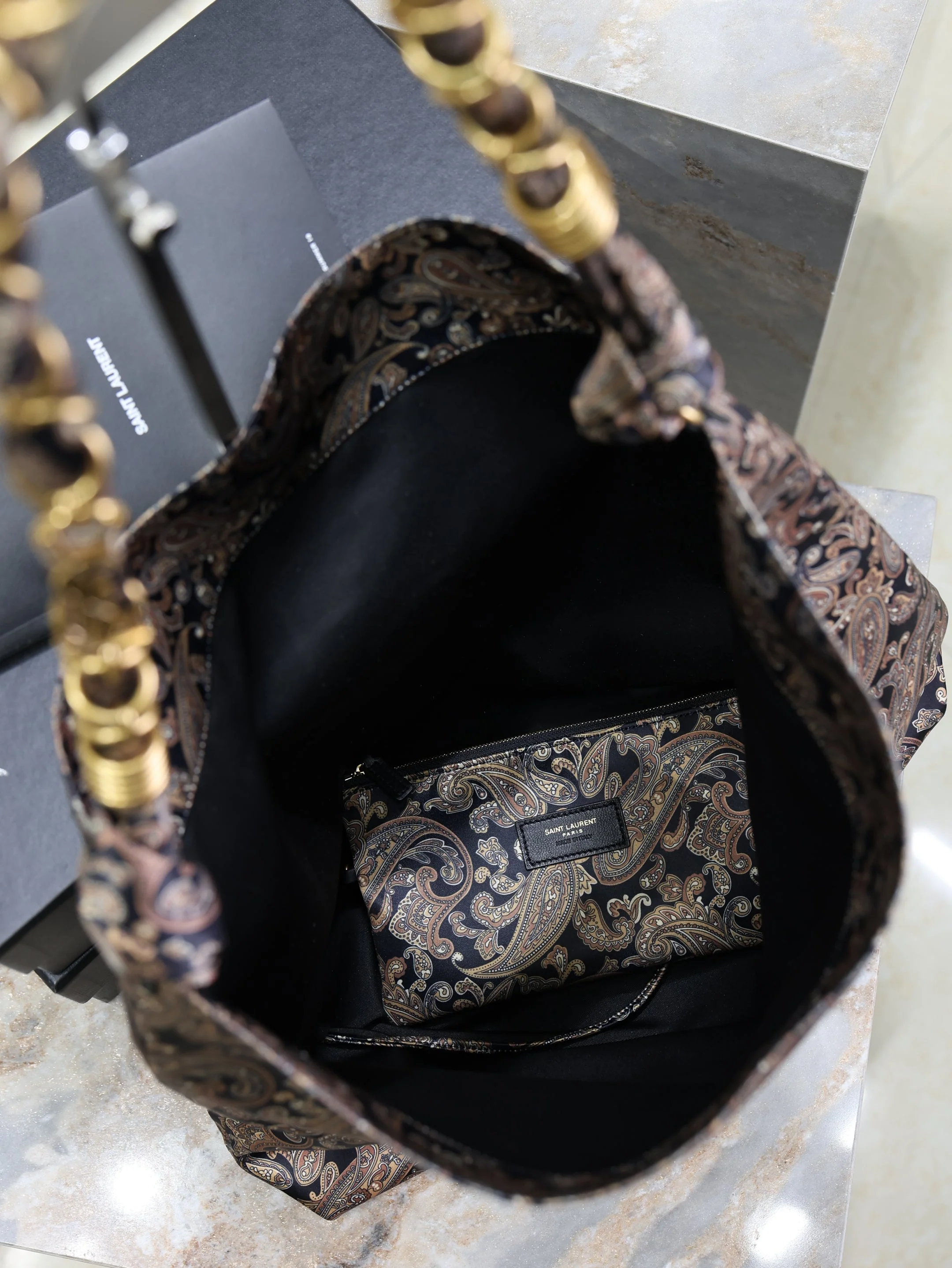 Saint Laurent YSL  AMALIA Tote Bag 40cm Jacquard Frabic GHW