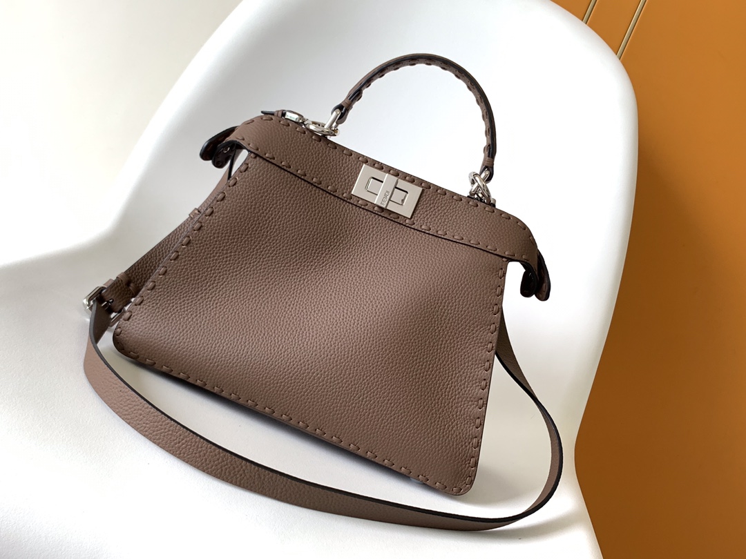 Fendi Iconic Peekaboo ISeeU Small Selleria Bag-Dark brown