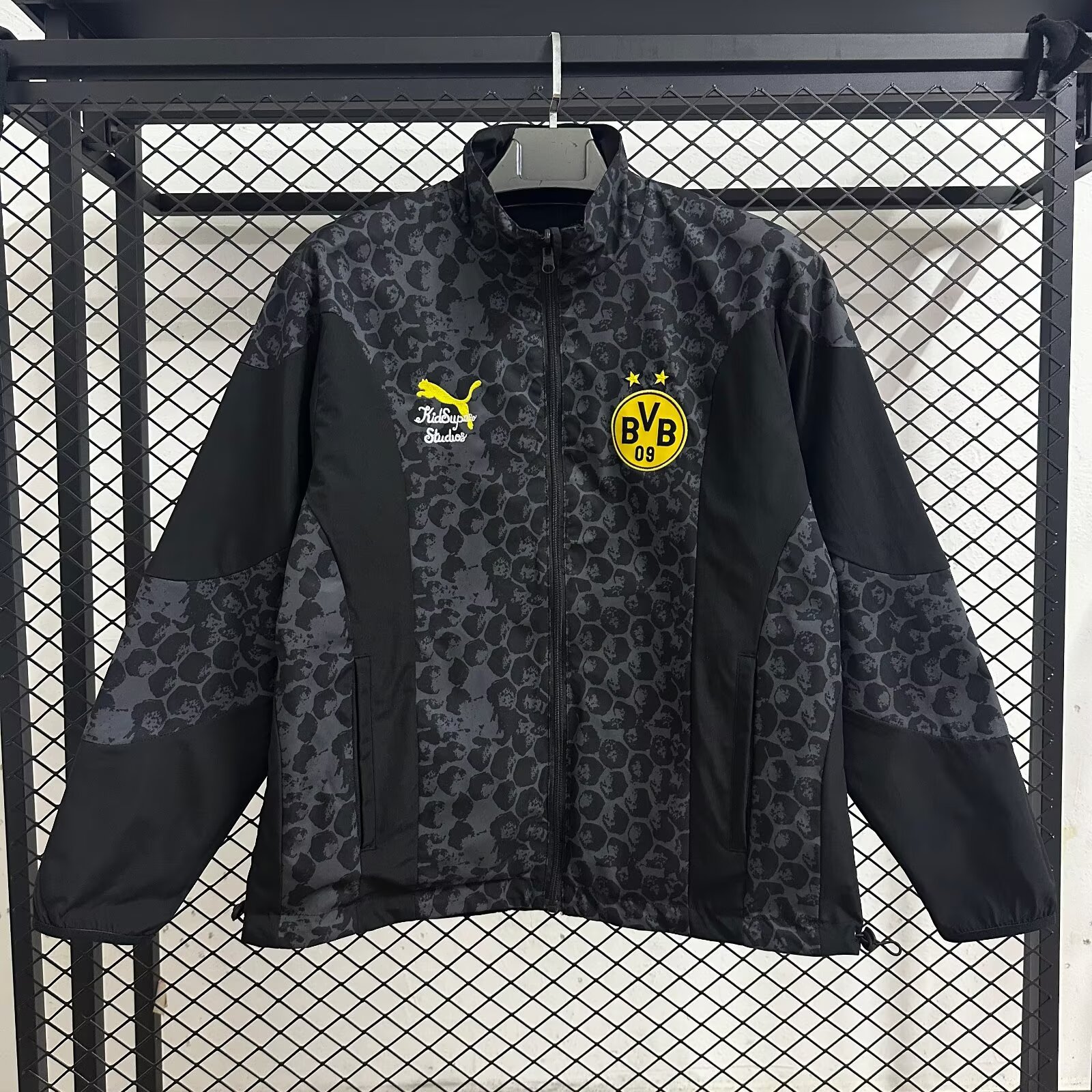 2026 Borussia Dortmund black and grey reversible waterproof windbreaker