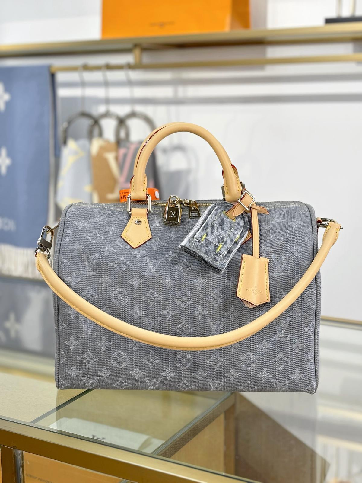 Louis Vuitton LV denim soft speedy 30 monogram bags
