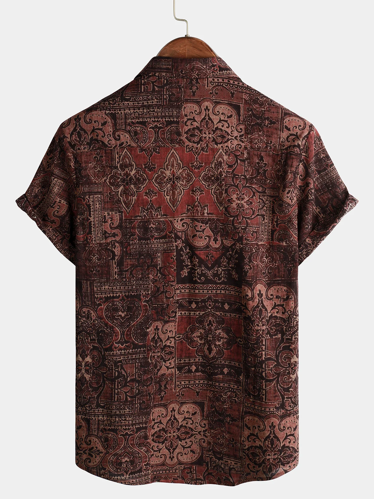 Men's Retro Paisley Print Cotton Short Sleeve Shirt