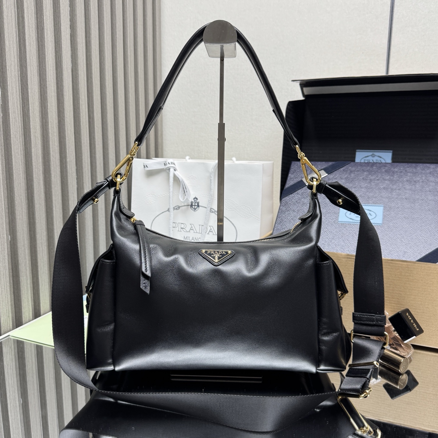 Prada Explore large Nppa leather bag-Black 1BC264