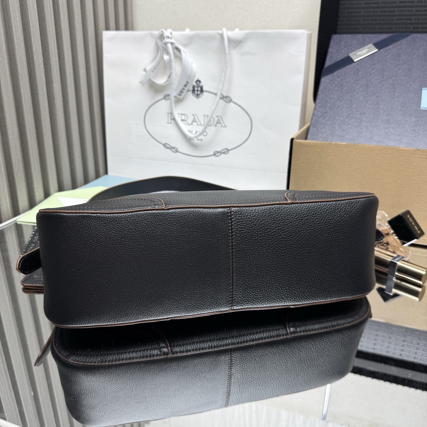 Prada Aimèe large leather shoulder bag-Black 1BC280