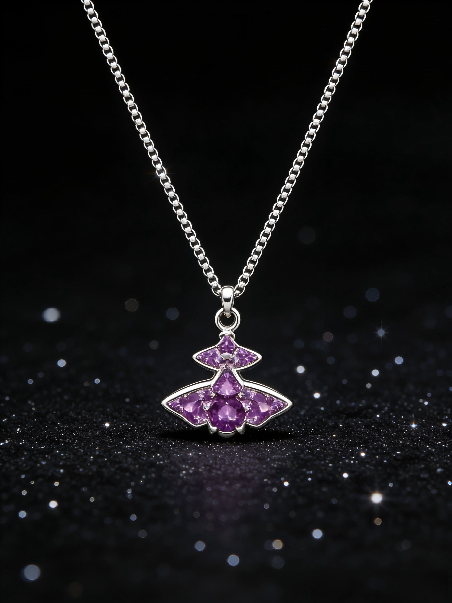 2026 New Silver-Tone Mini Purple Crystal Orb Necklace, Dainty Saturn Design, Cute Y2K Jewelry for Daily Wear