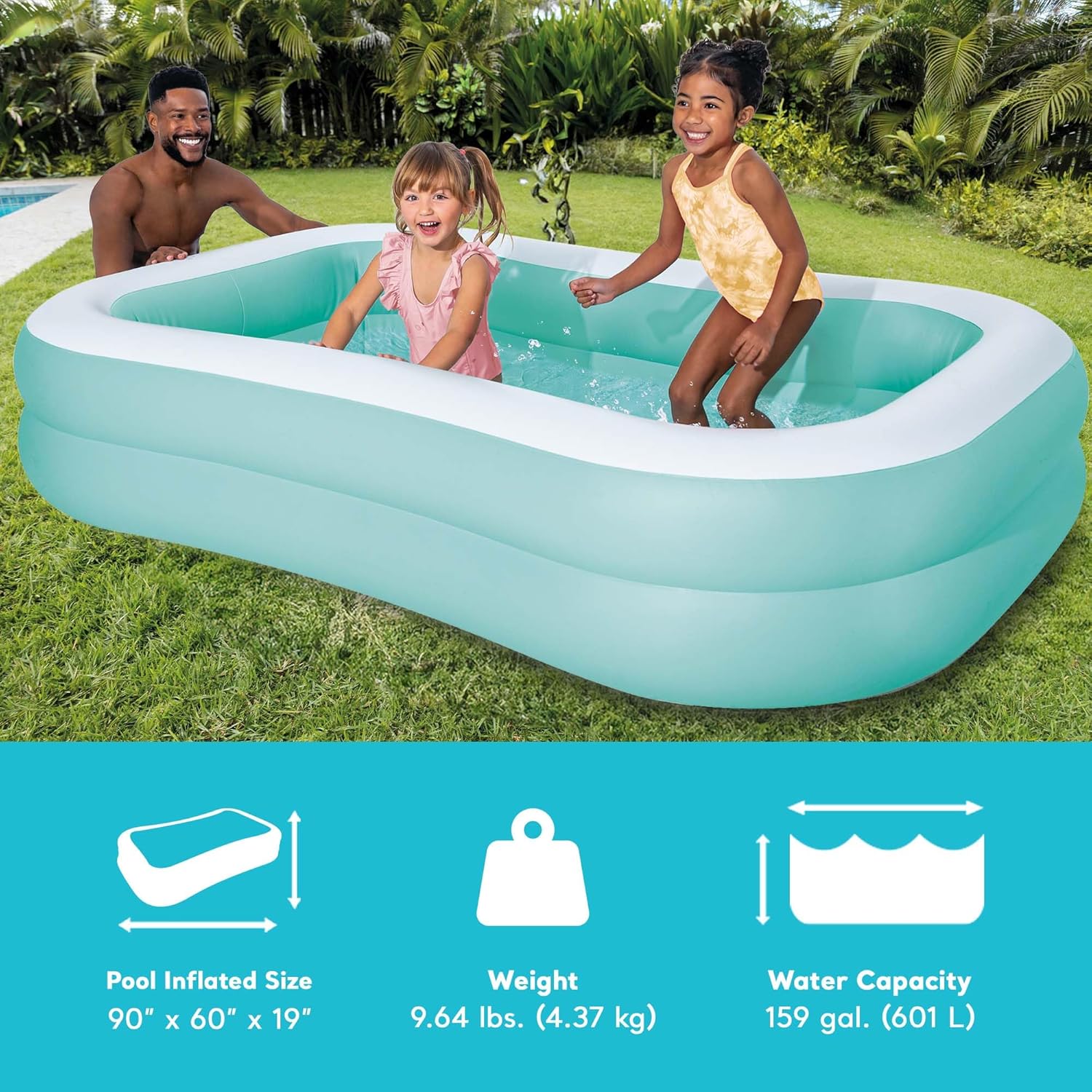 Intex 57181EP Swim Center Inflatable Family Pool: 159 Gallon Capacity – 90