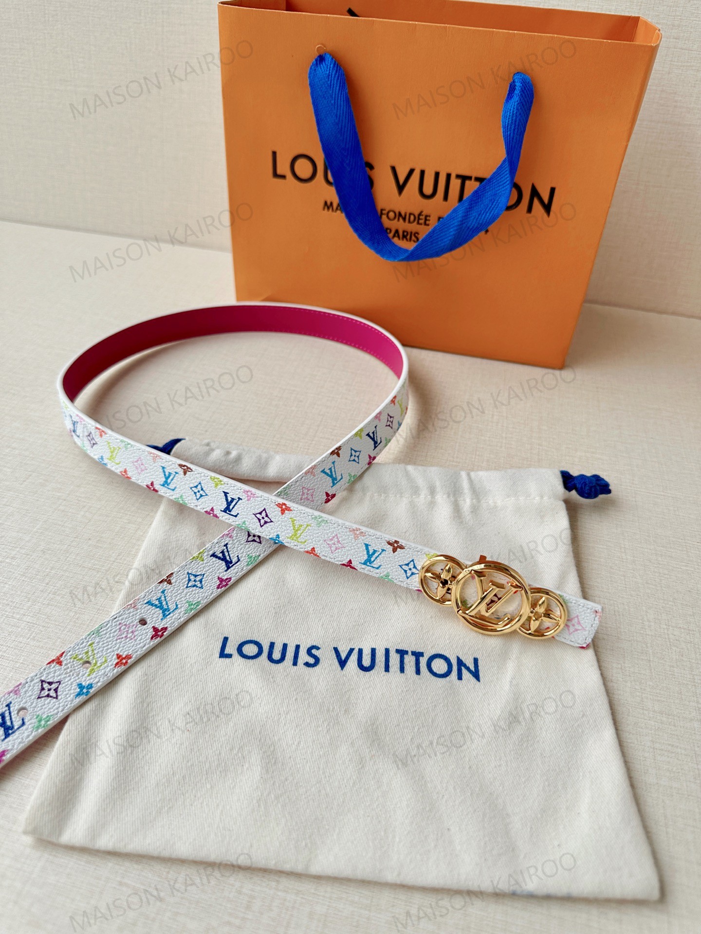 Louis Vuitton LV Triple Flower Round Buckle Slim Belt 2.0 - KAIROO