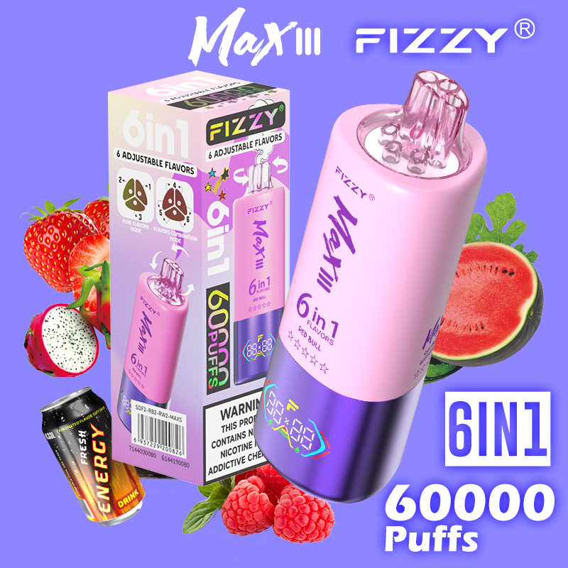 Fizzy Max III 60K Disposable Vape 6-in-1 Flavor (5%, 60000 Puffs)