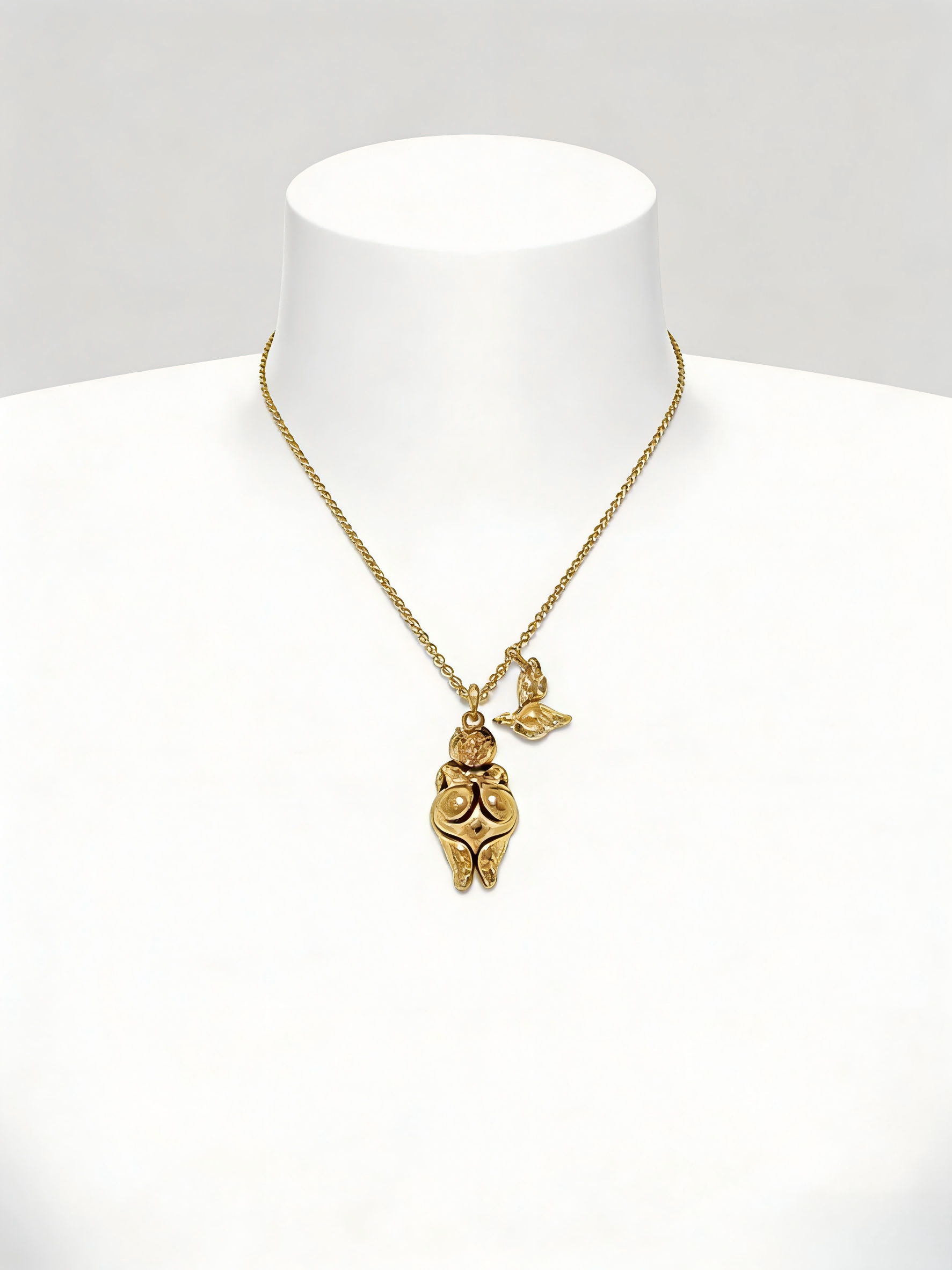 Dainty Gold Human & Bird Pendant Necklace – Delicate Artistic Jewelry Gift for Her