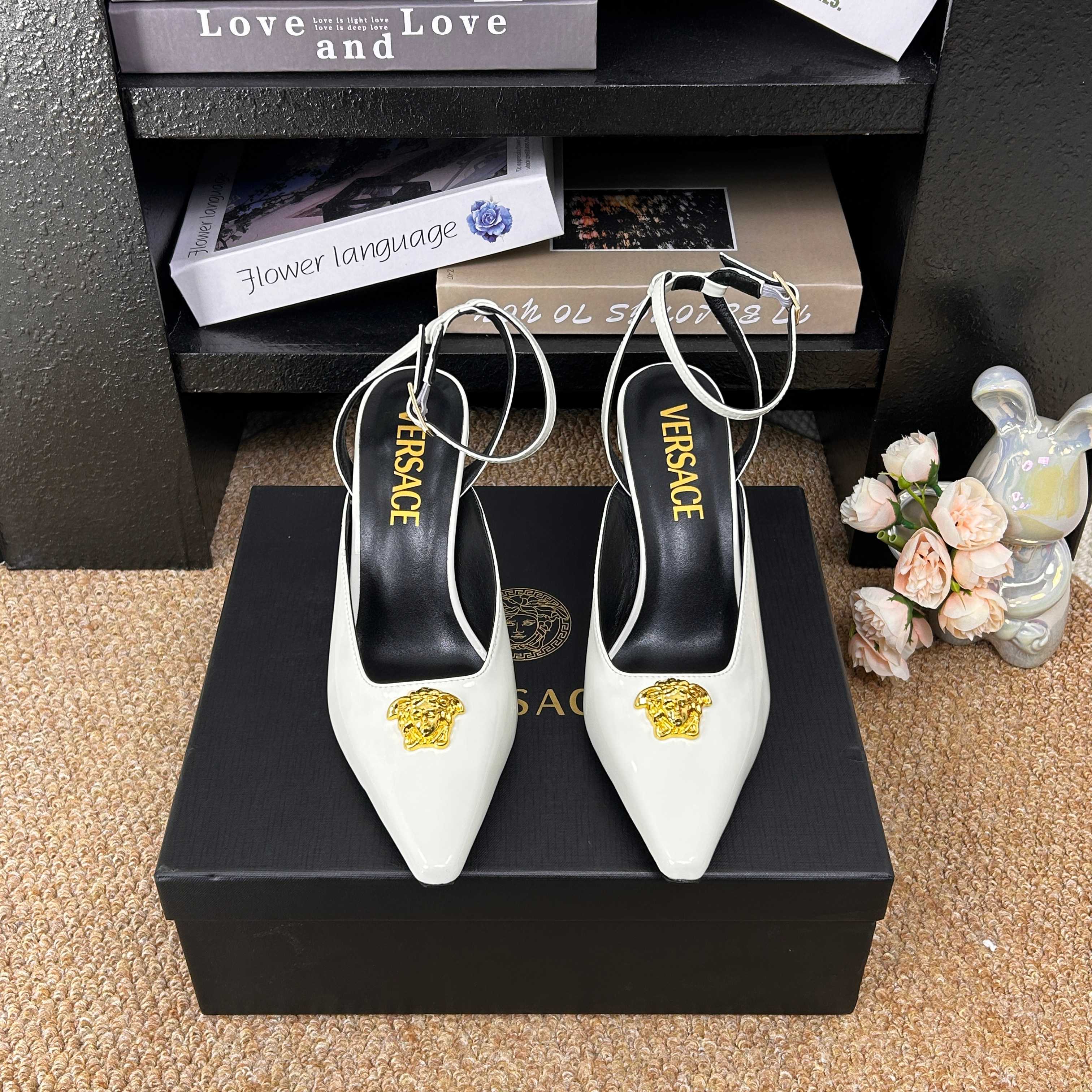 Versace Shiny Leather Slingback Pump