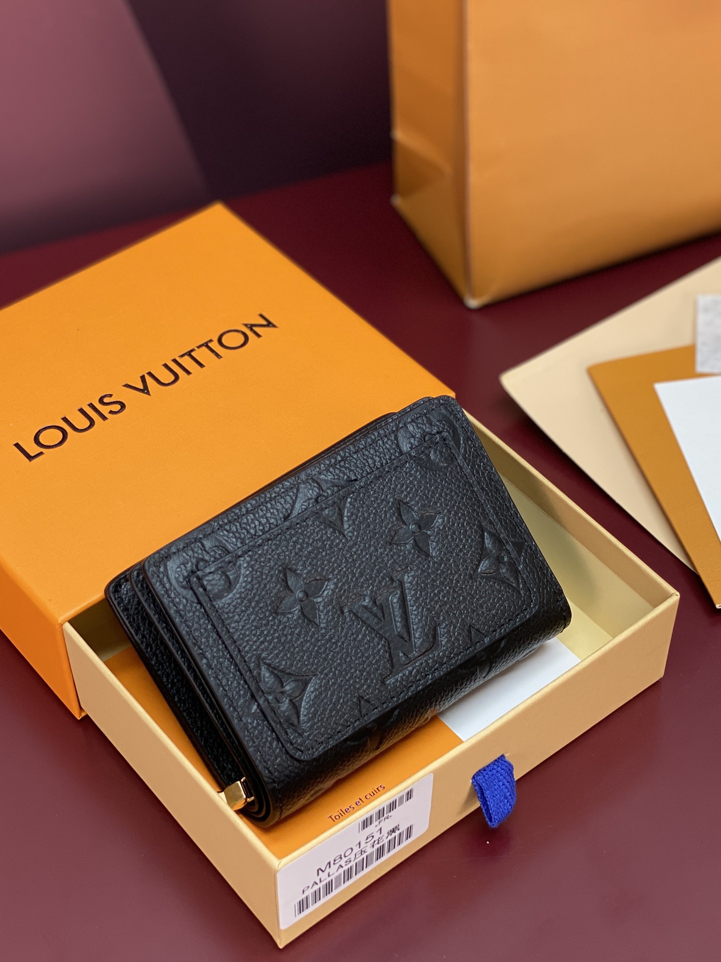 M80151 LV Clea Wallet Black Monogram Empreinte Leather