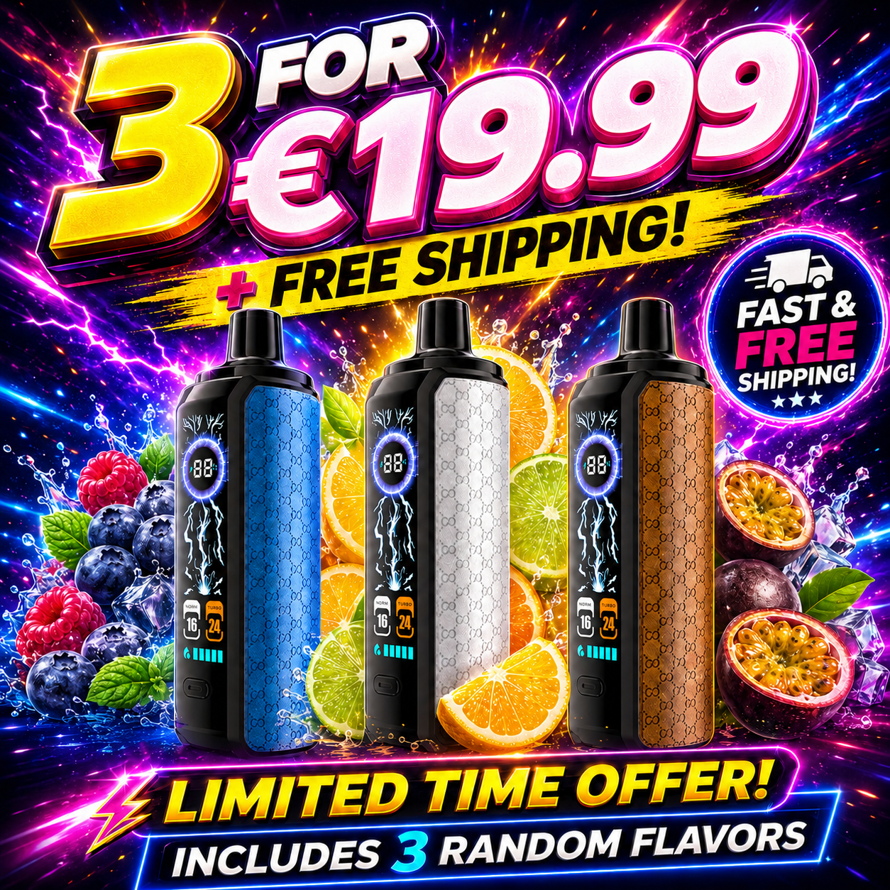 3 for €25.99  | Suonon Drag 22K | Random Best-Selling Flavors