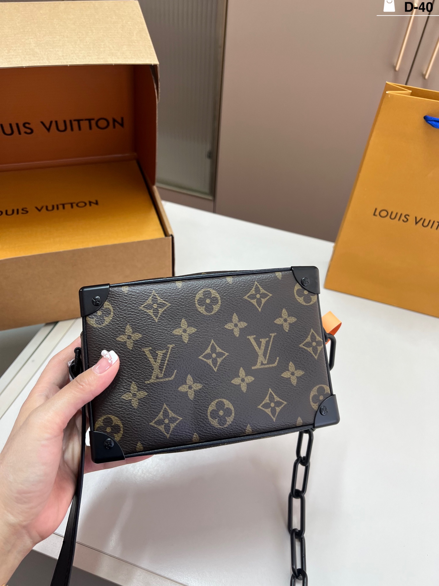 Louis Vuitton LV Mini Soft Trunk Zoooom Scarecrow Patch Monogram Canvas Black Chain Crossbody Bag - KAIROO
