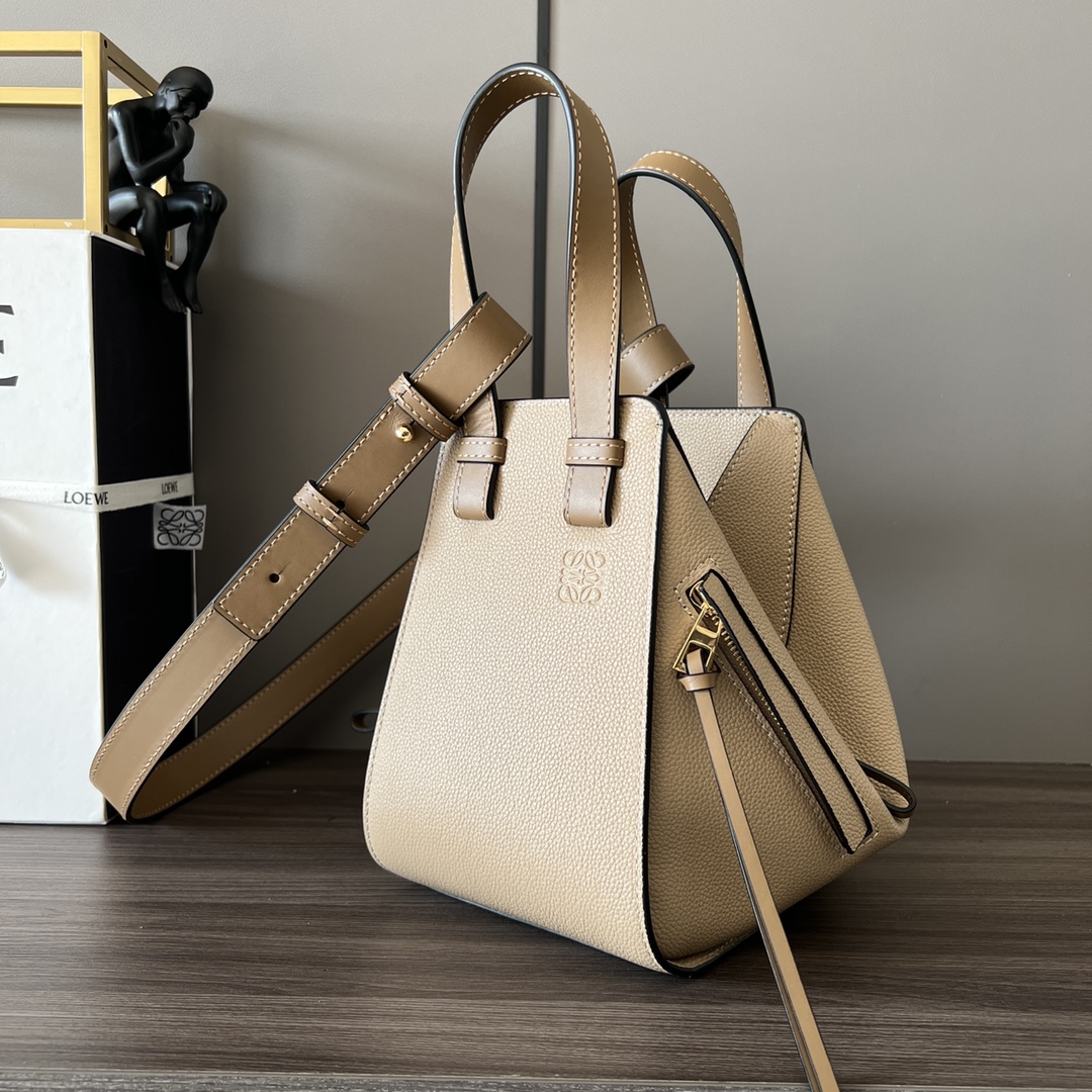 Loewe Hammock Compact Bag in Grained Calfskin-Sand