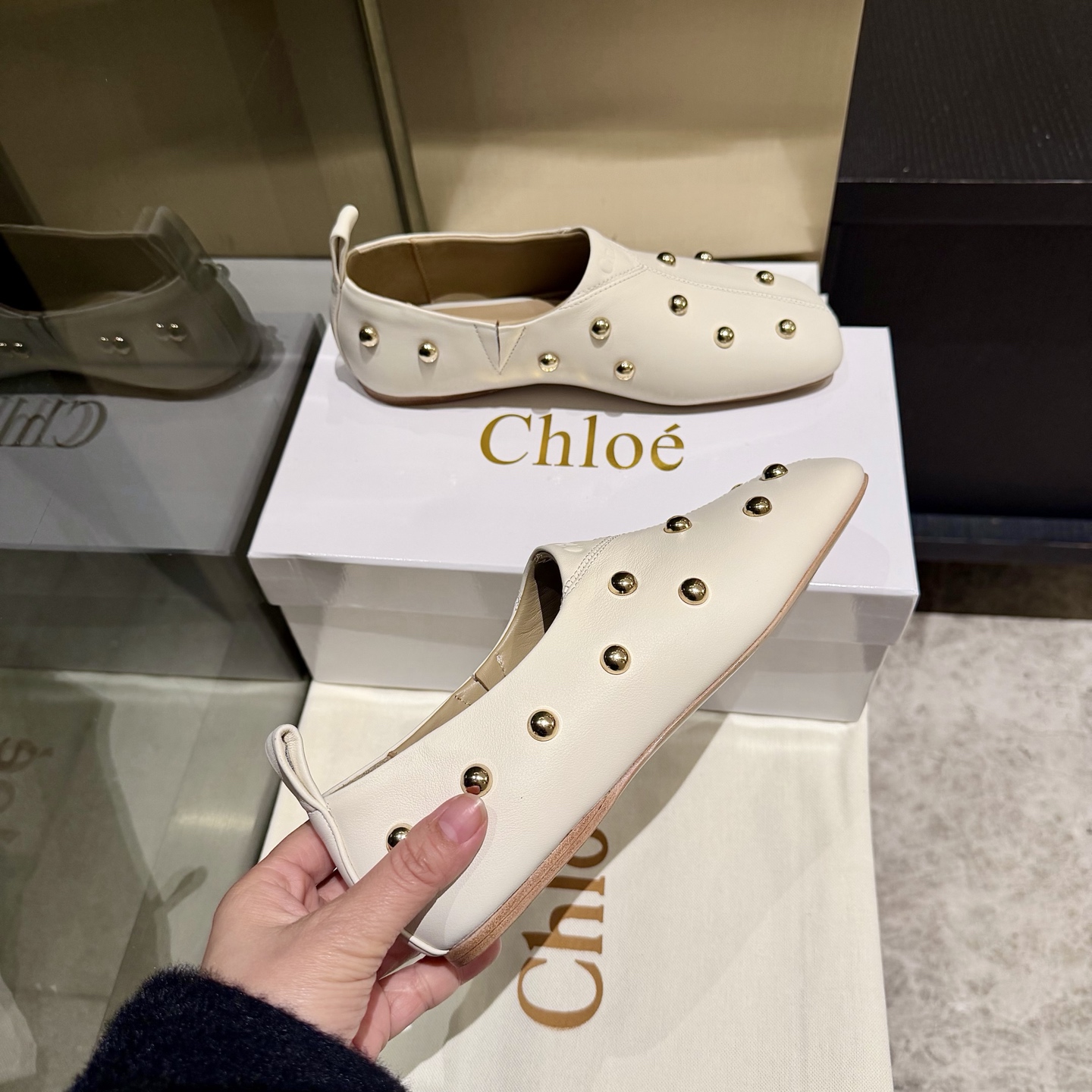 Chloe Studded Leather Ballet flat
