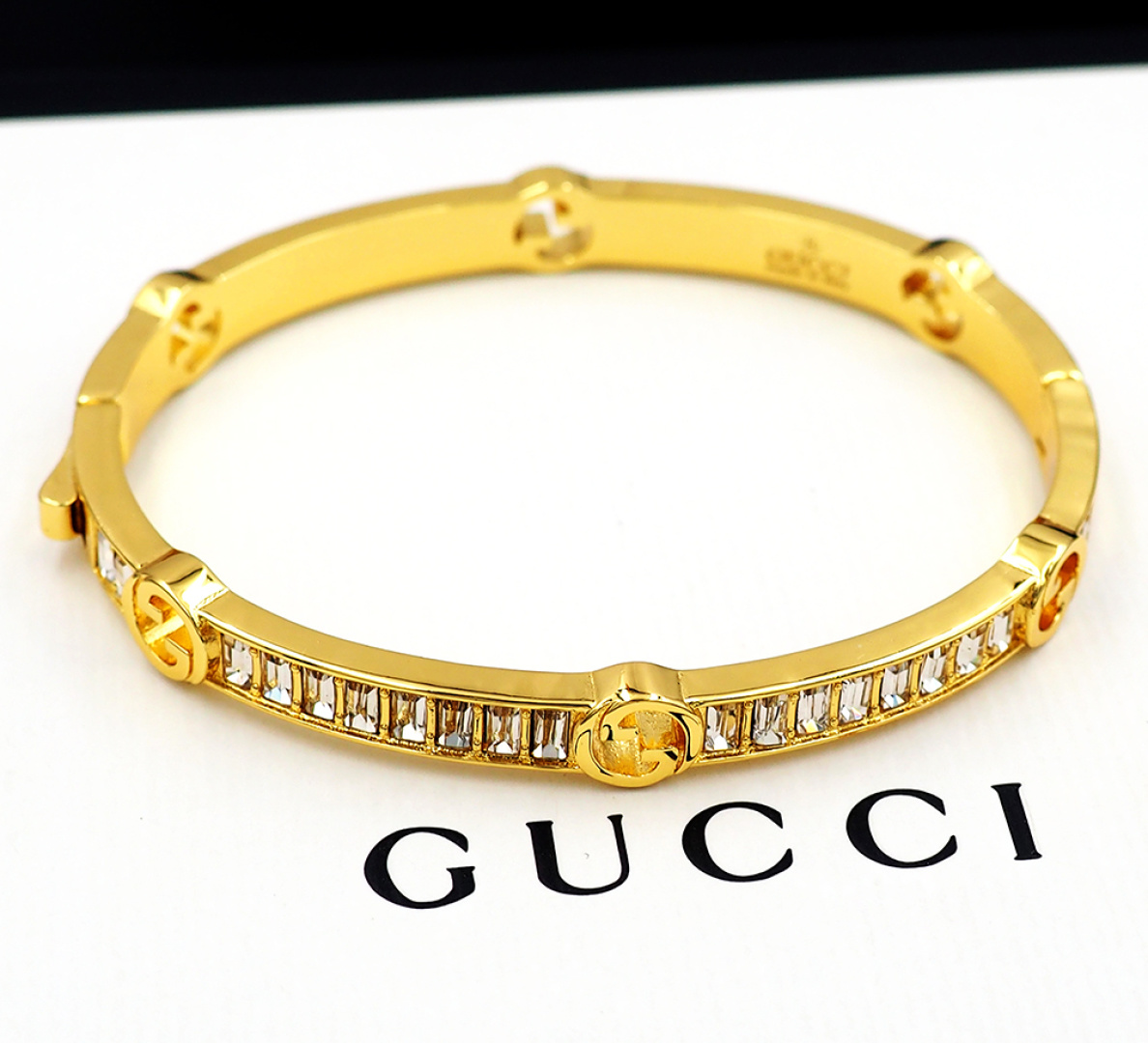 Gucci Gold GG Bracelet with crystals