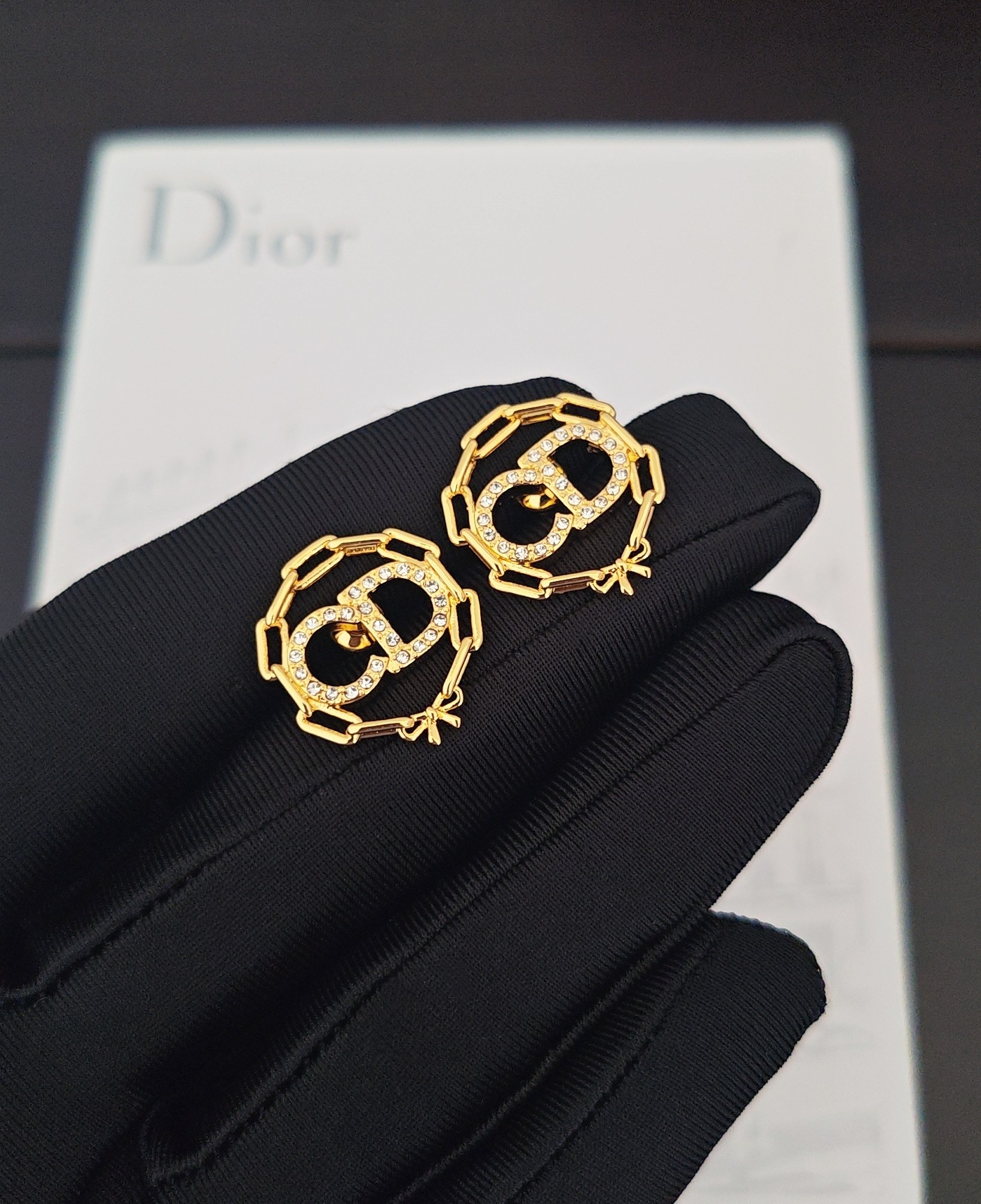Dior Hollow Round CD Stud Earrings
