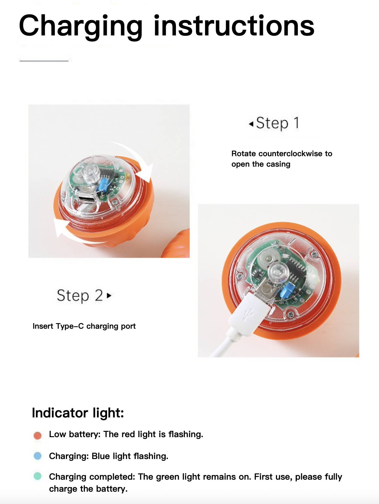 Cat Electronic Ball Rechargeable Prop Pet Toy 4 Types Colorful Light Flexible Running