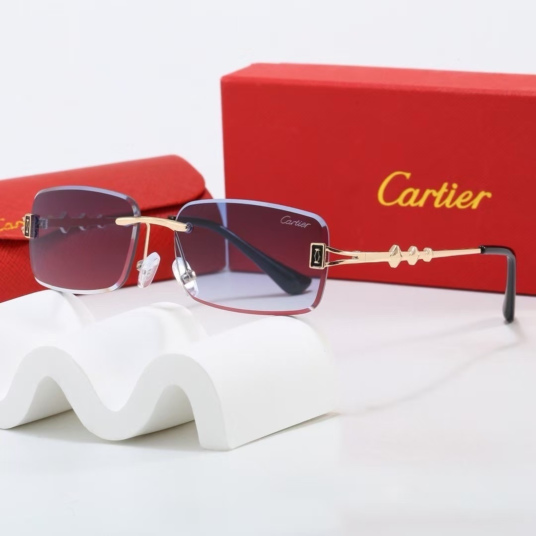 Cartier Metal Rimless Rectangular Sunglasses Top quality - KAIROO