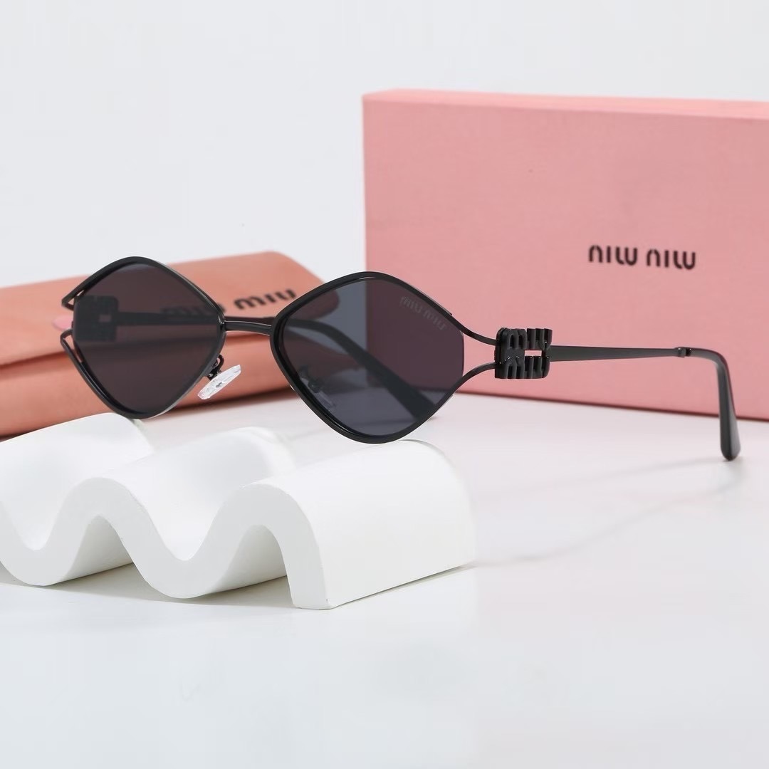Miu Miu Slim Metal Retro Dimensional Polygonal Diamond Sunglasses - KAIROO