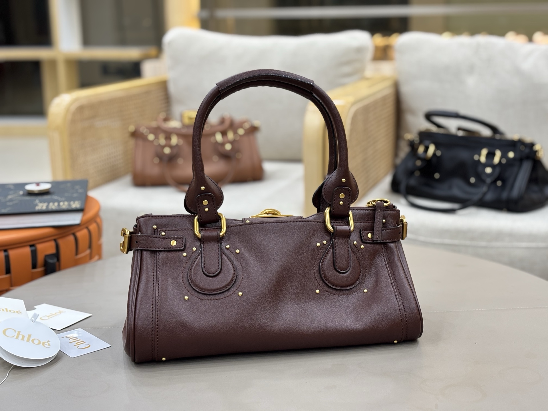 Chloe Paddington Bag in Grained Calfskin-Crafty Brown
