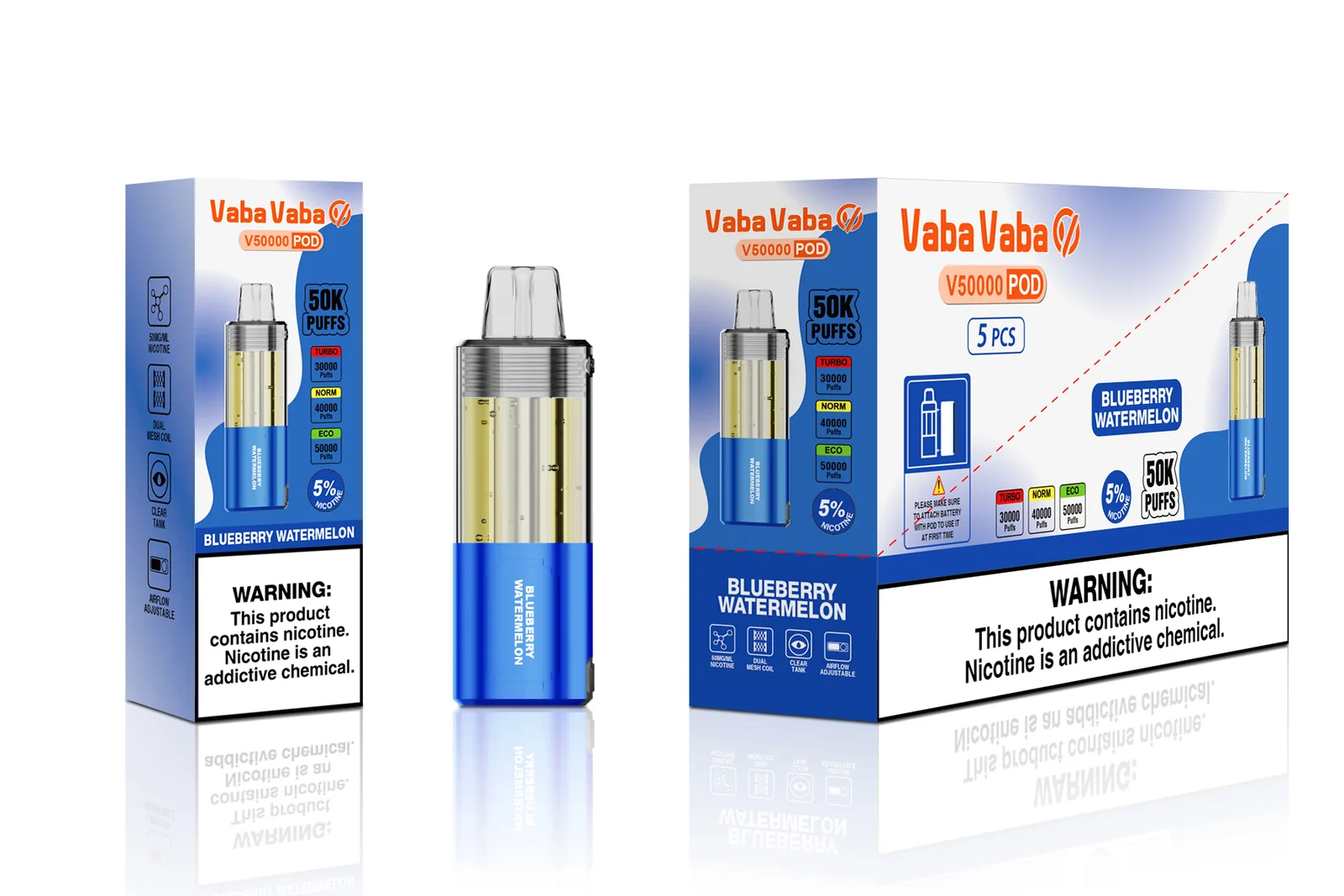 Vaba Vaba V50K replacement pod - Blueberry Watermelon packaging