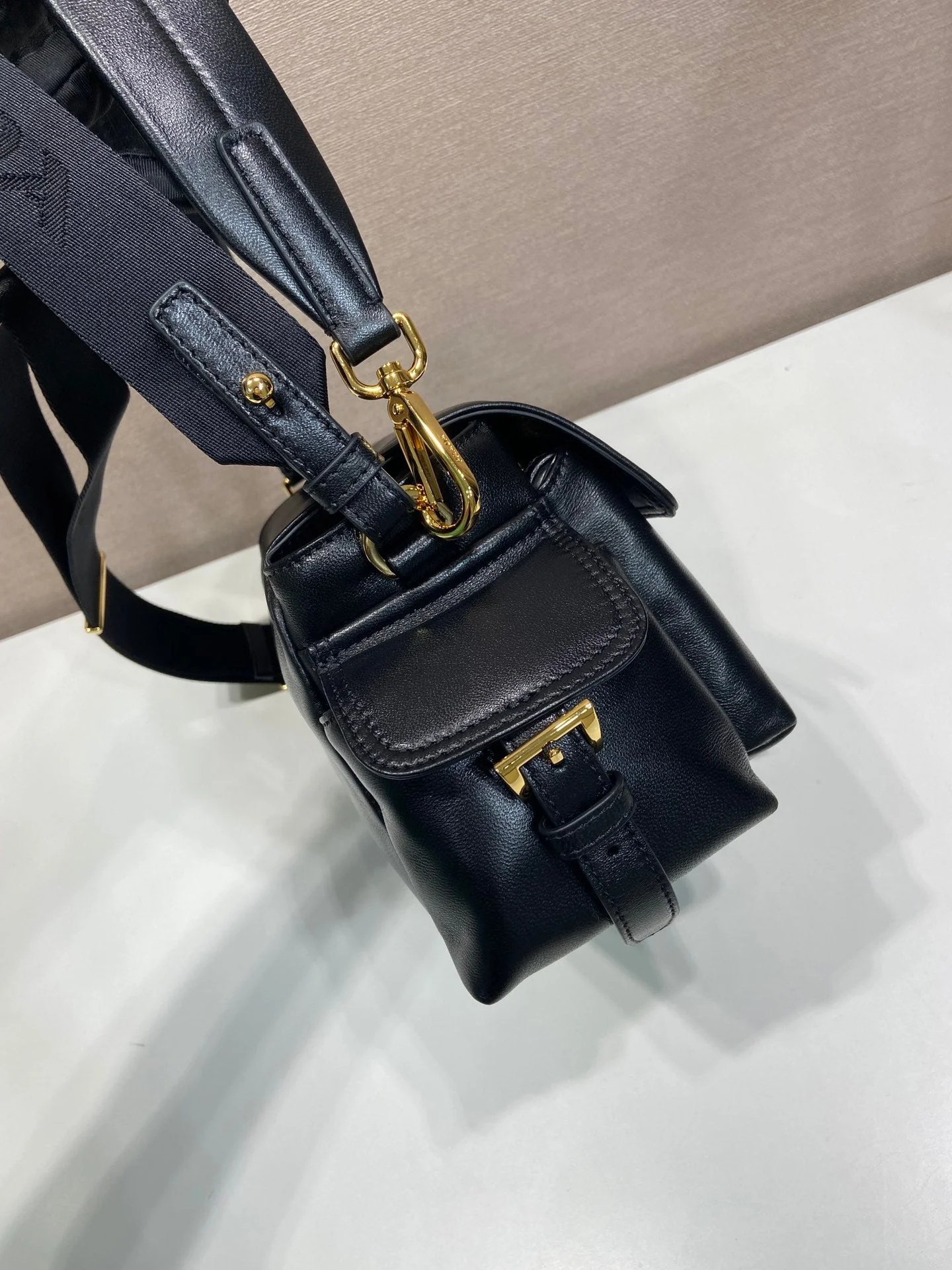 Prada PRA Shoulder Bag Black Sheepskin 341130