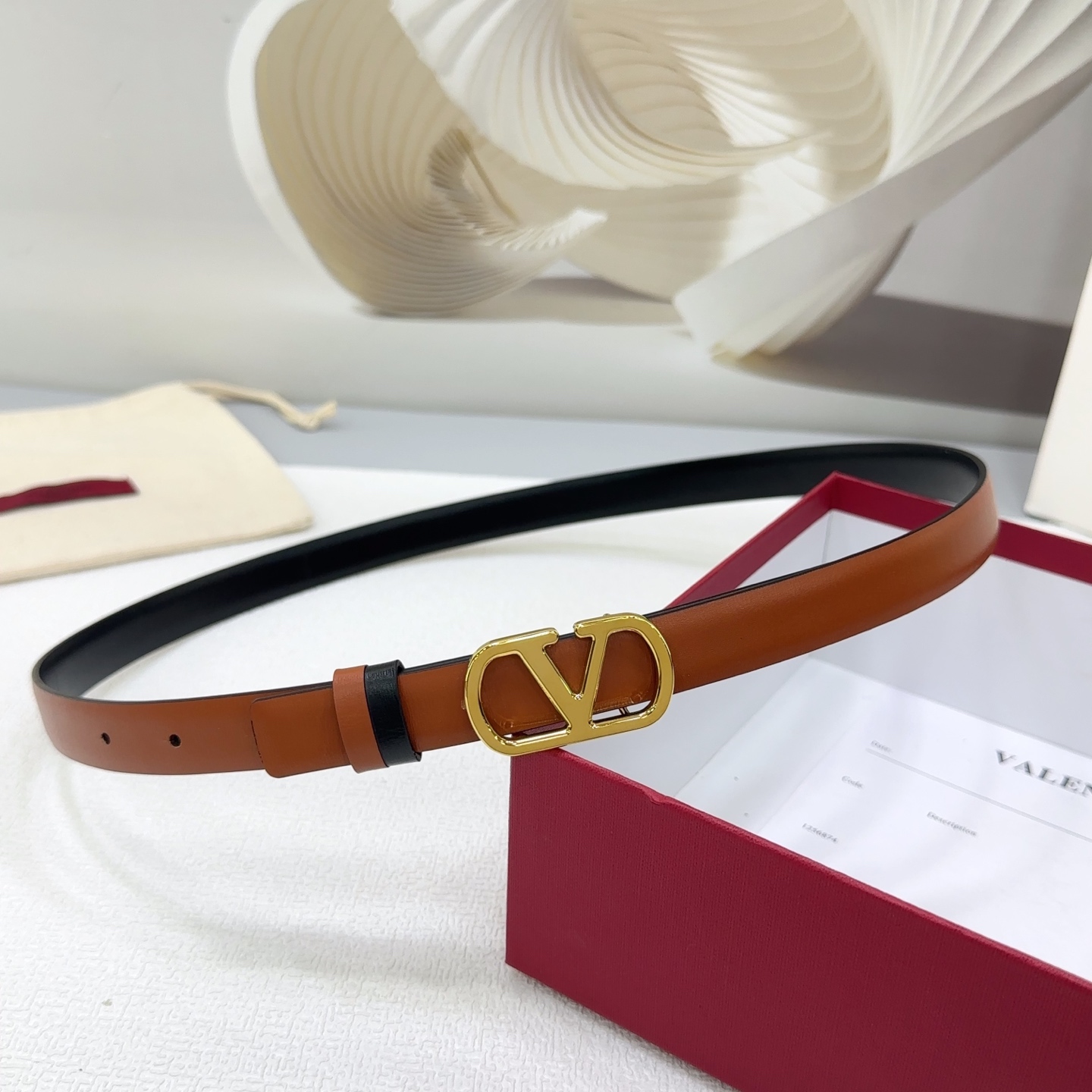 Valentino Reversible Leather Belt 2cm