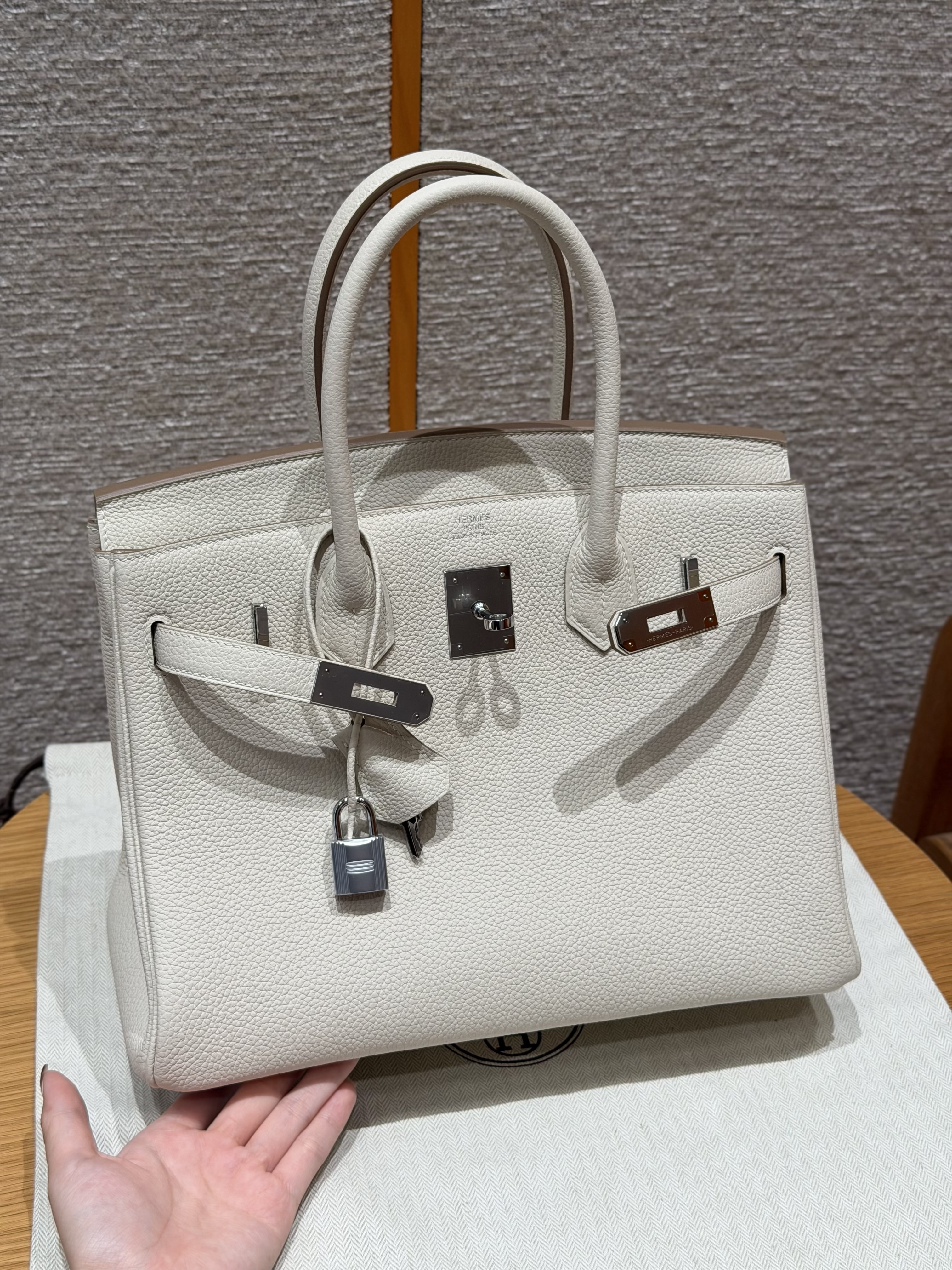 Hermes Craie Togo Birkin 30 Bag