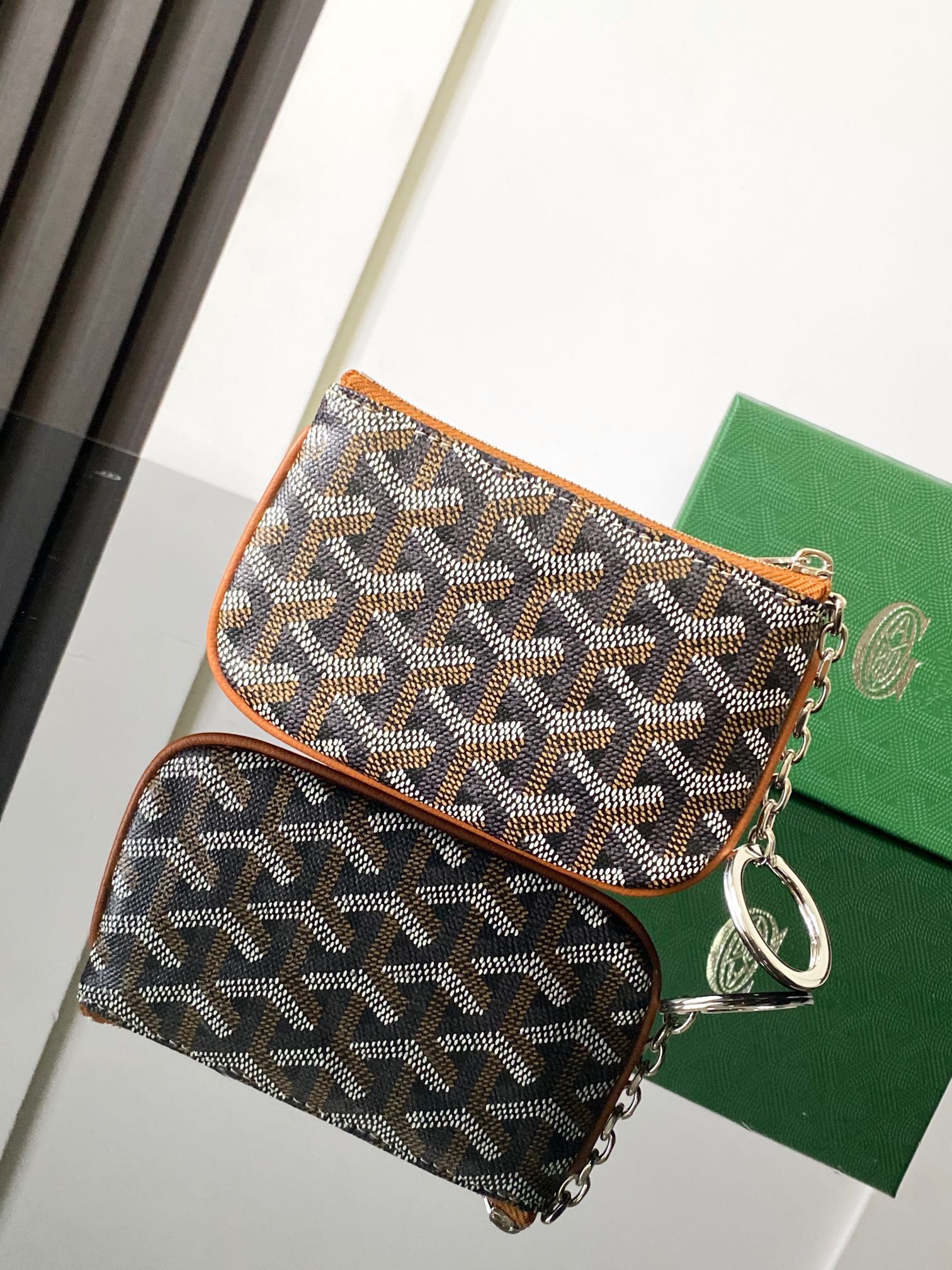 Goyard Sénat Nano Key Pouch-Black/Tan