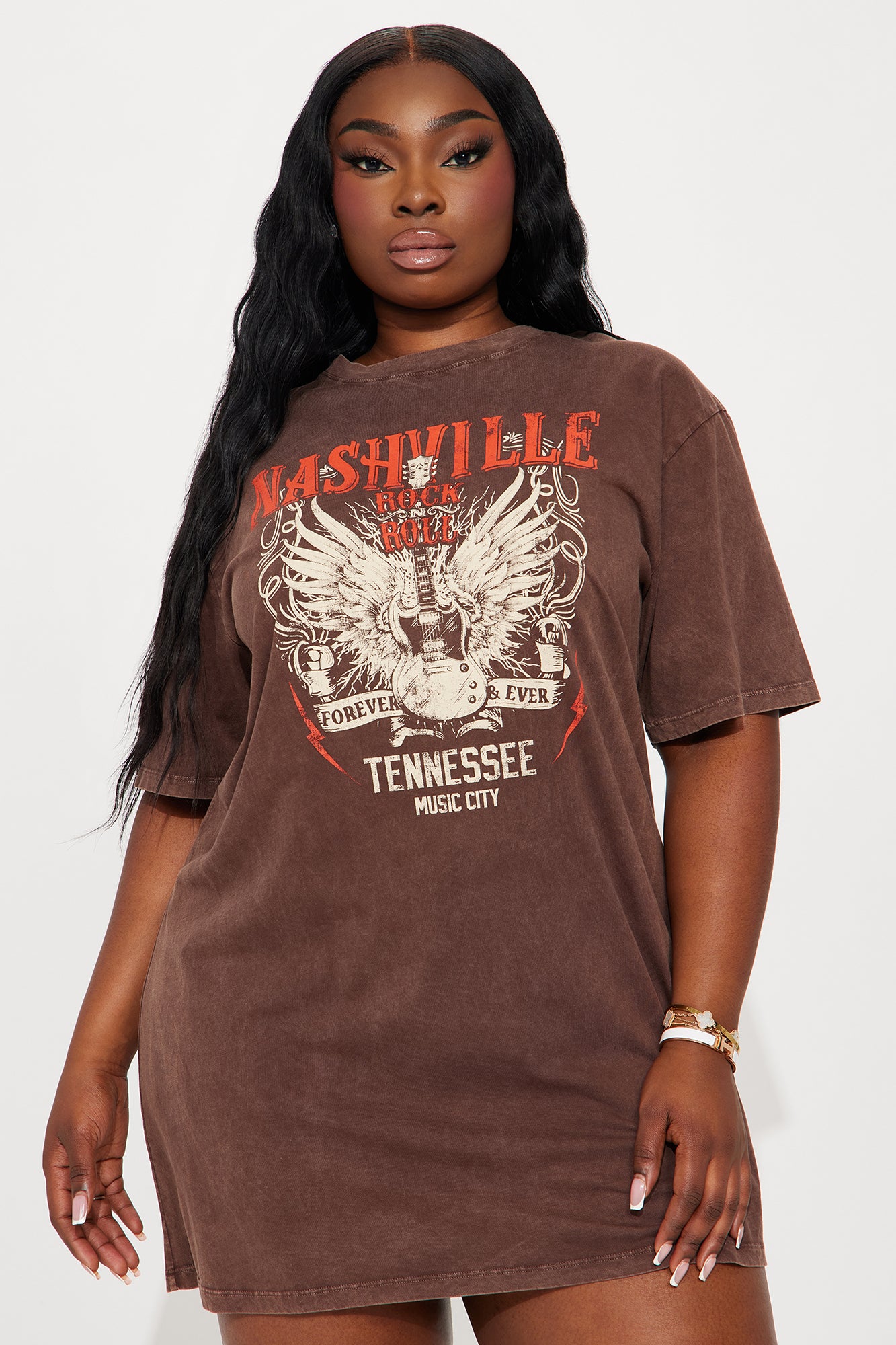 Nashville Babe T-Shirt Dress - Brown