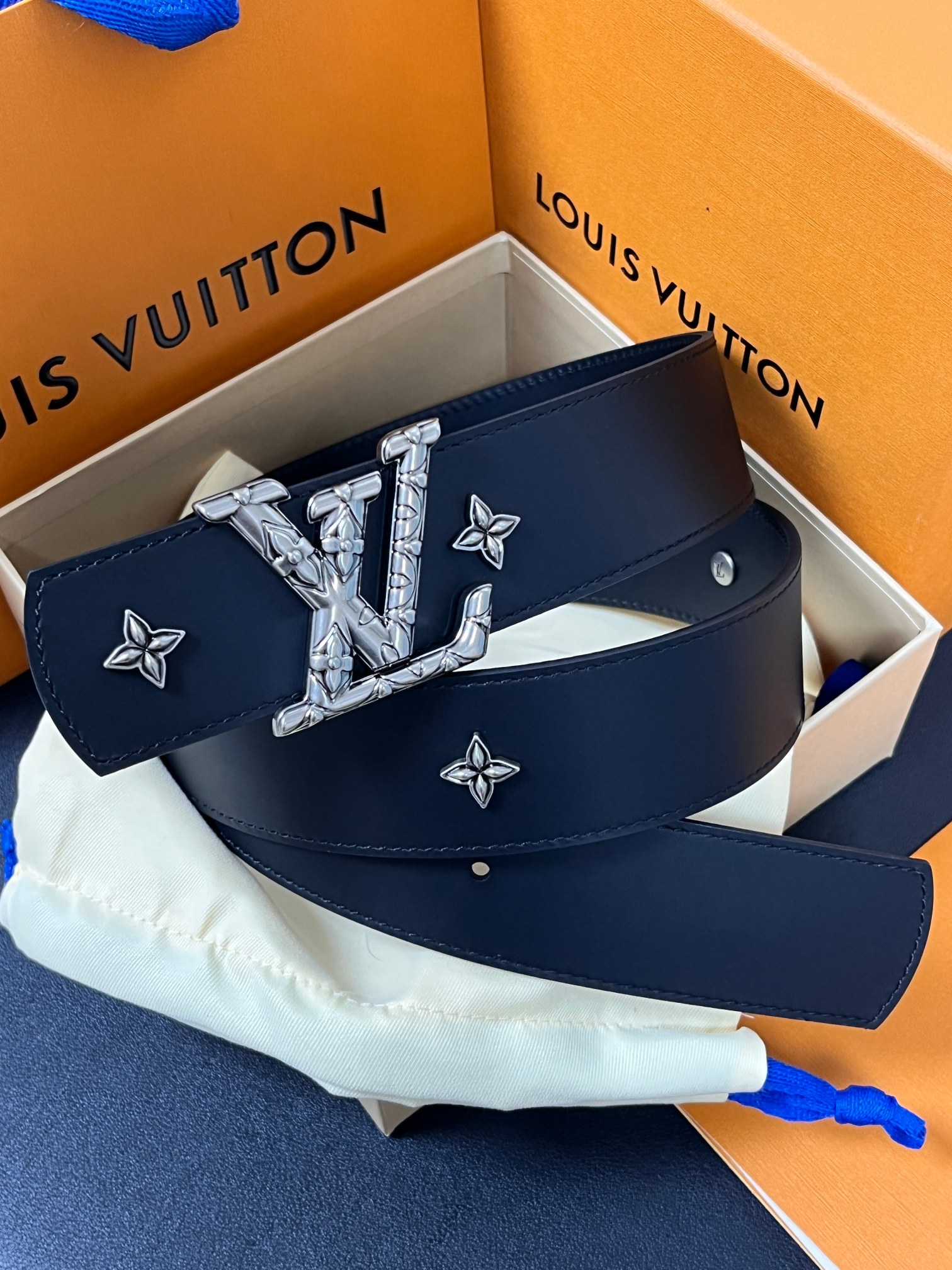 LV Dimension Drift Flower Studs 40mm Reversible Belt