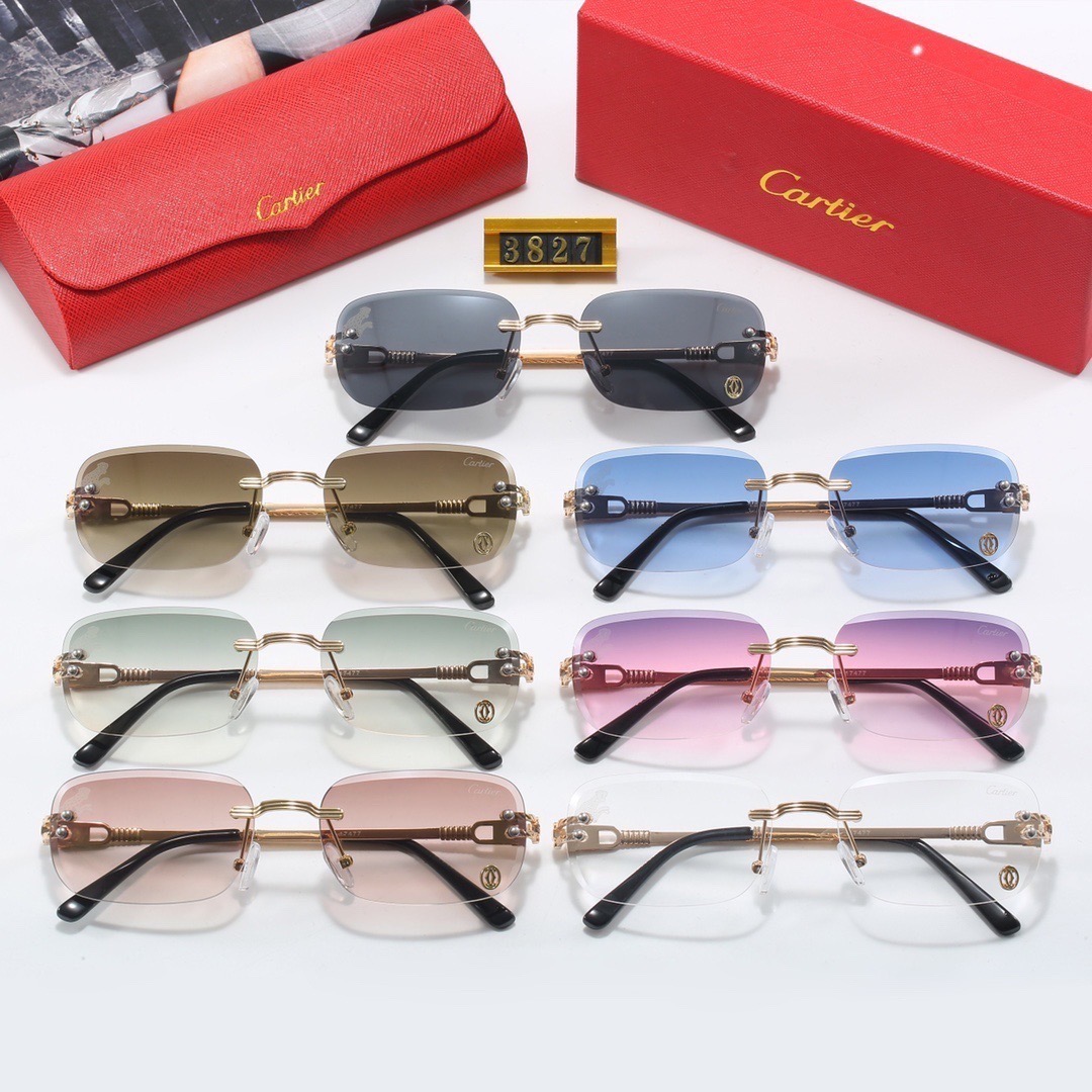 Cartier Metal Rimless Geometric Sunglasses Top quality - KAIROO