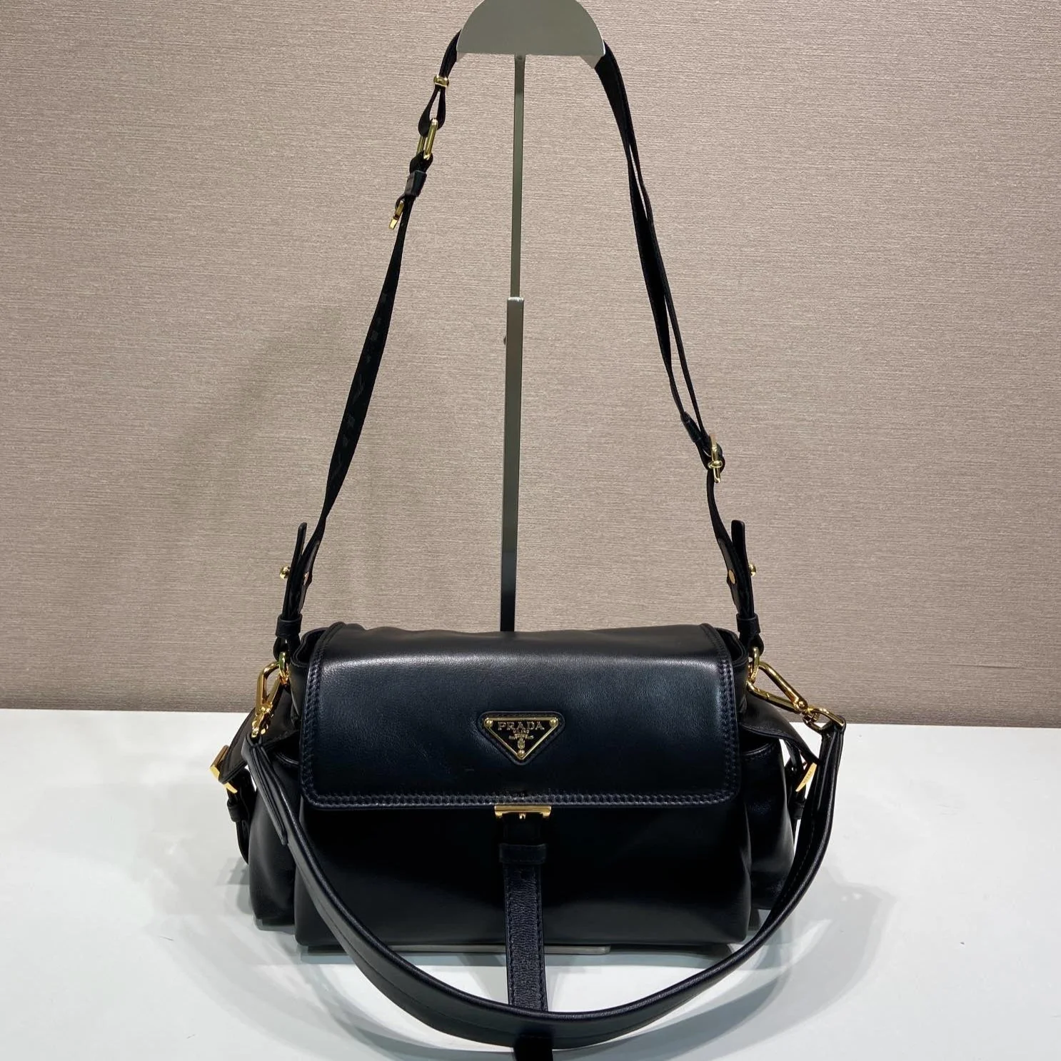 Prada PRA Shoulder Bag Black Sheepskin 341130