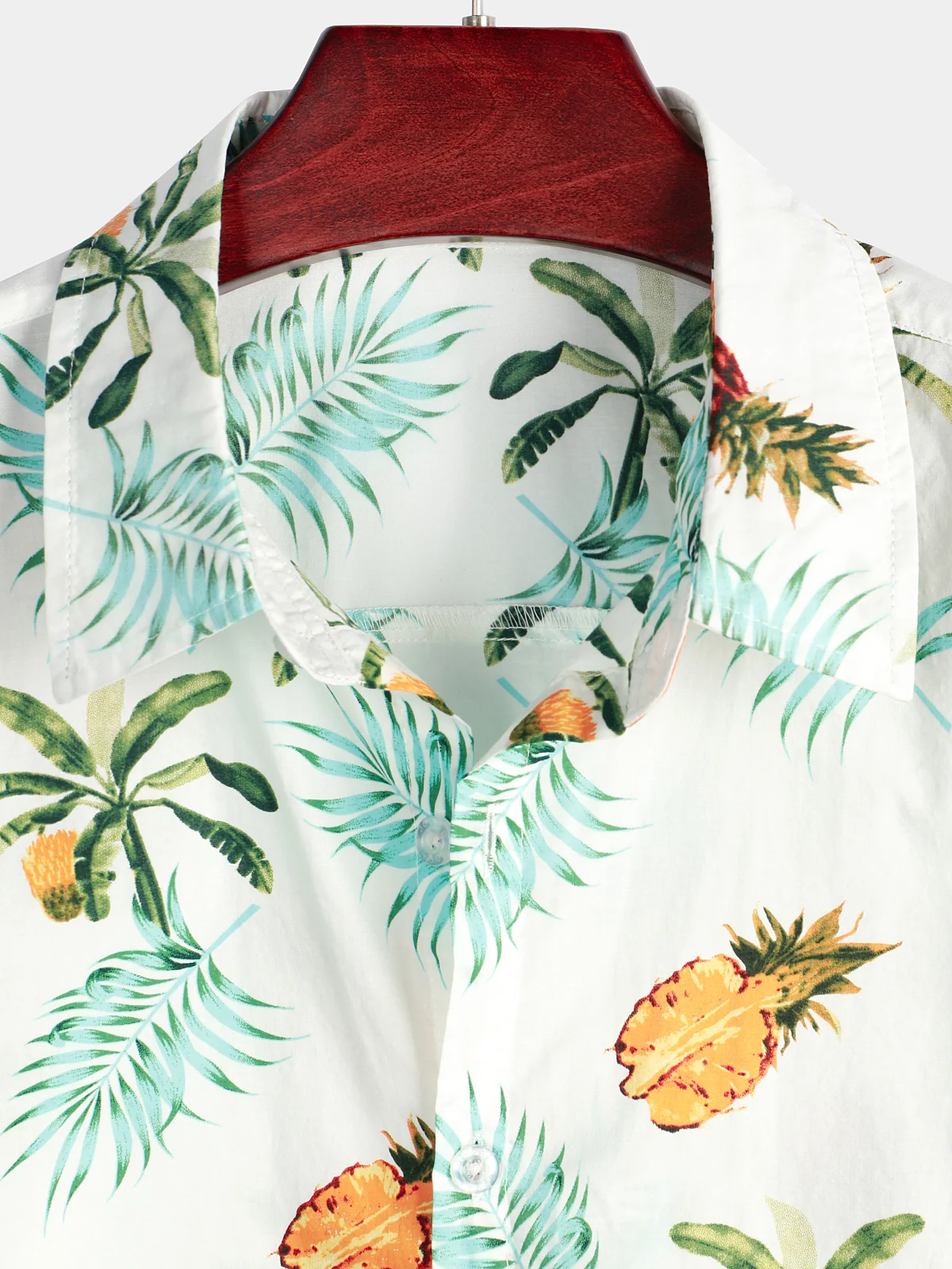 Men's Pineapple Print Cotton Hawaiian Short Sleeve Shirt