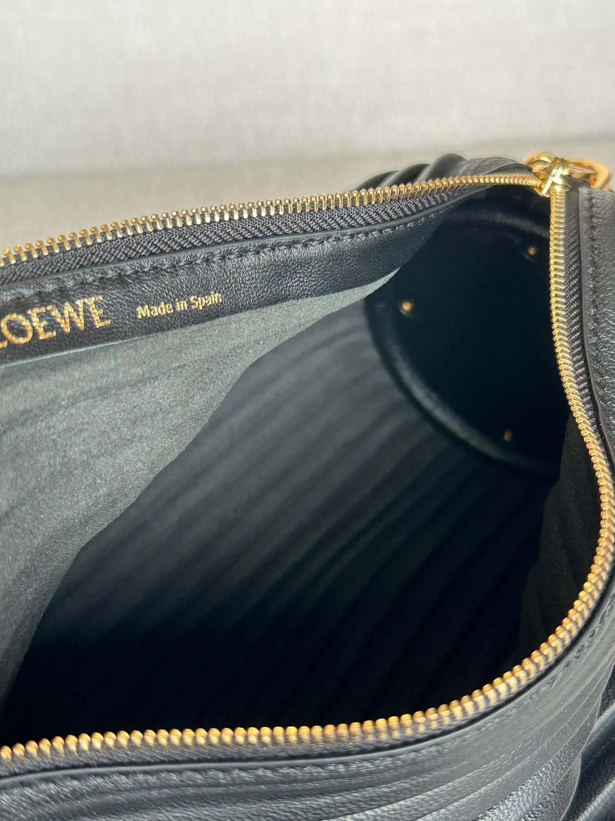LOEWE pleated Napa lambskin cylinder bracelet bag