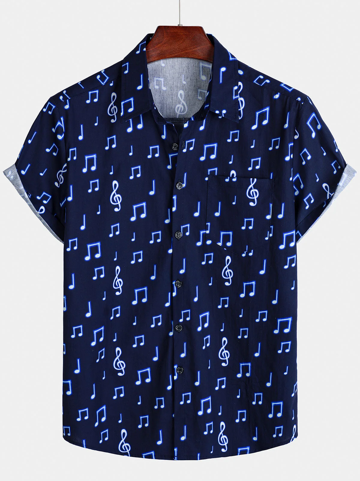 Men's Breathable Music Festival Button-Up Short Sleeve Shirt