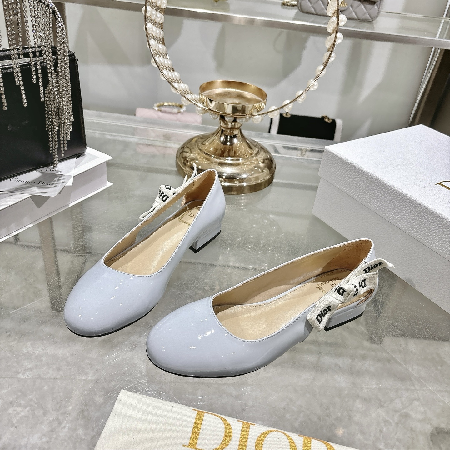 Dior Lolita Pump in Blue Patent leather