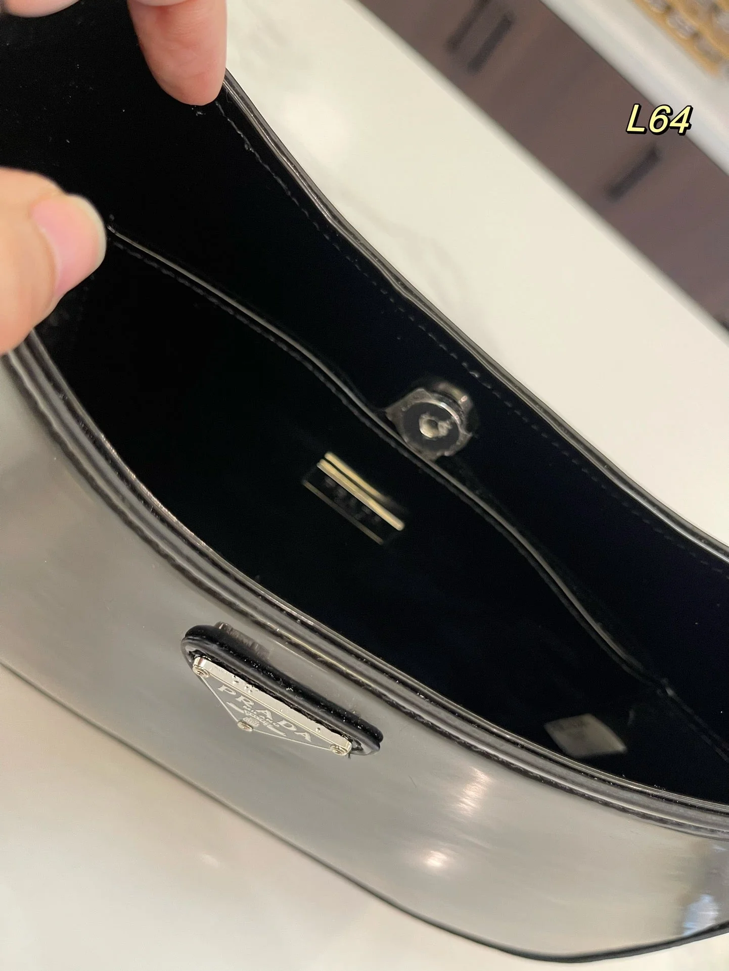 Prada 30 CLEO SHOULDER BAG IN BLACK BRUSHED LEATHER