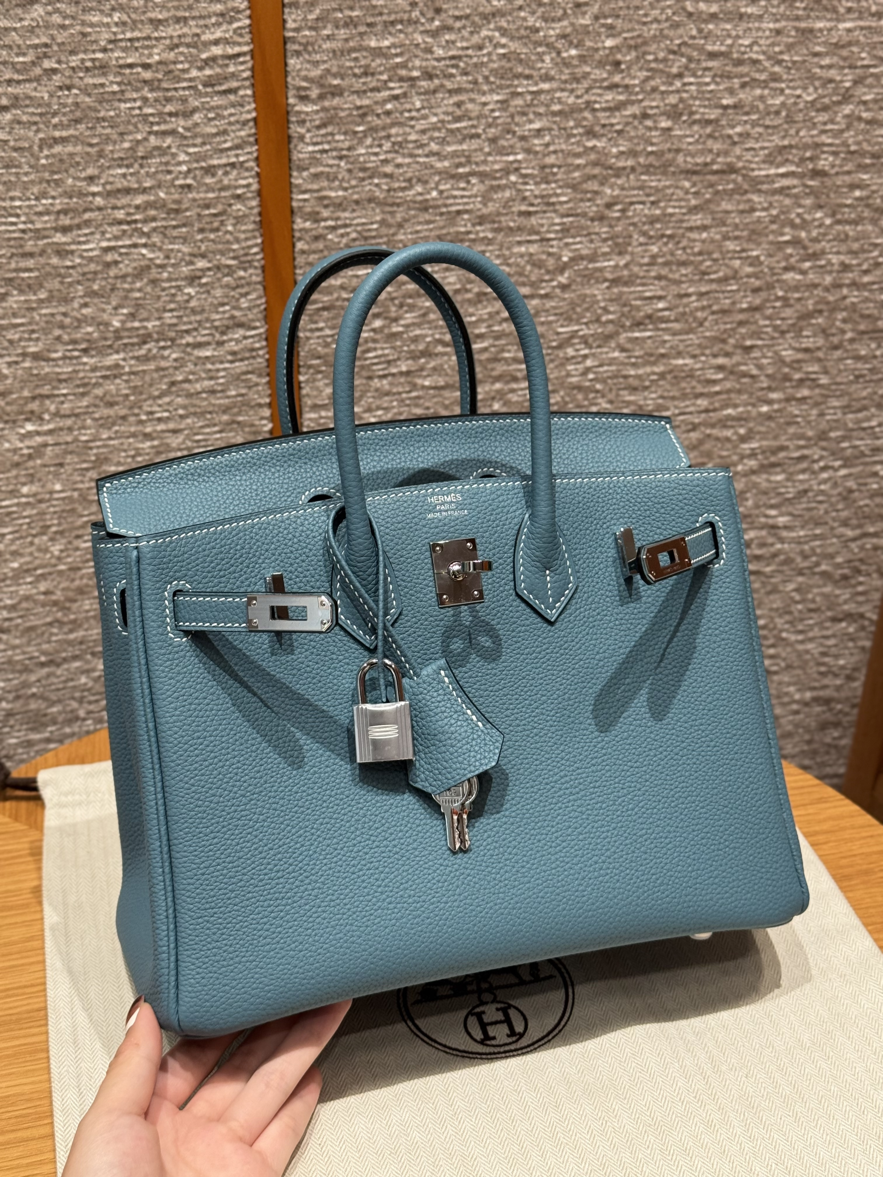 Hermes Blue Jean Togo Birkin 25 Bag