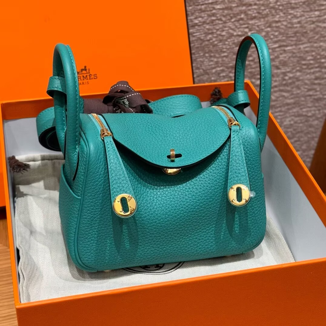 Hermes Vert Verone Clemence Mini Lindy 20