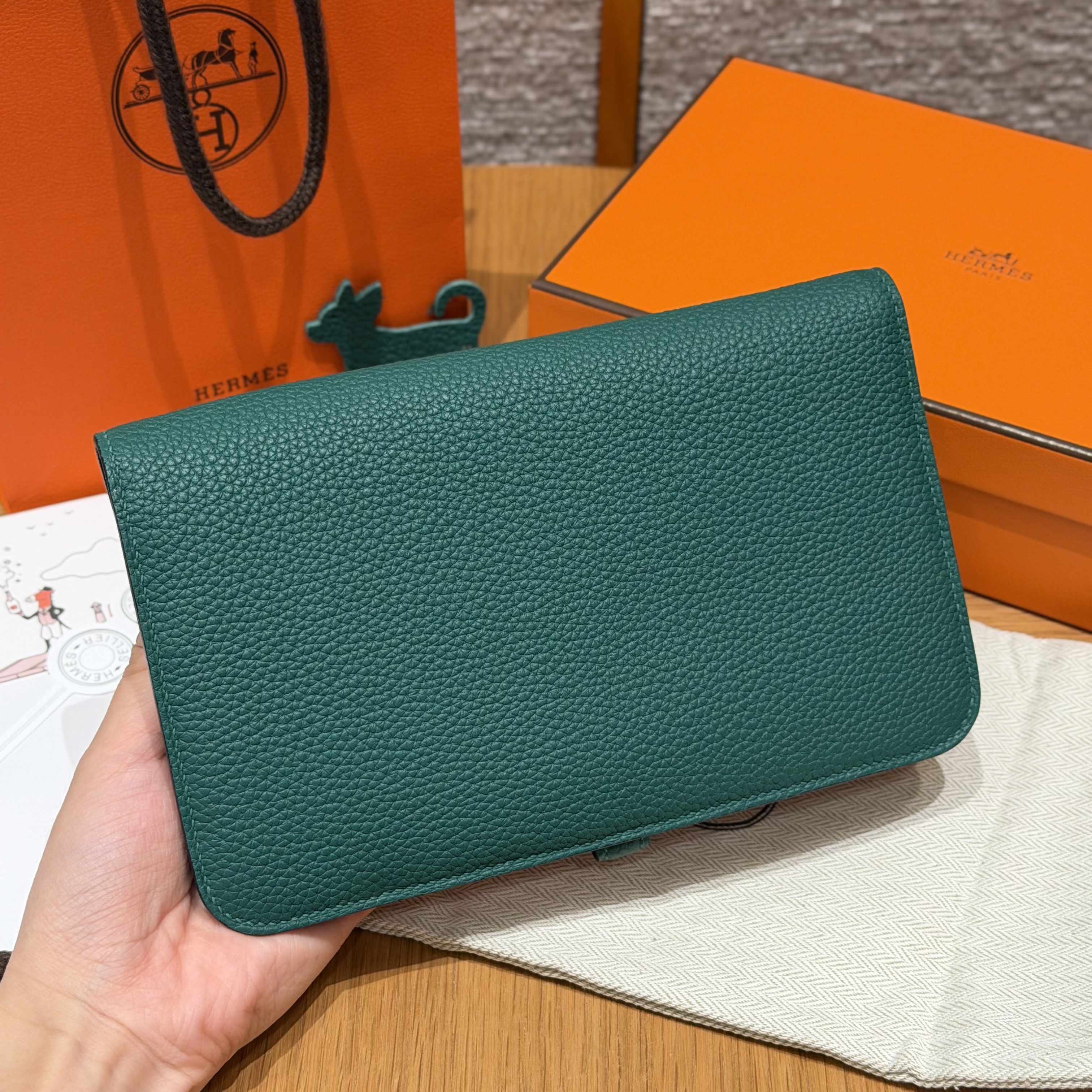 Hermes Malachite Togo Dogon Purse Wallet