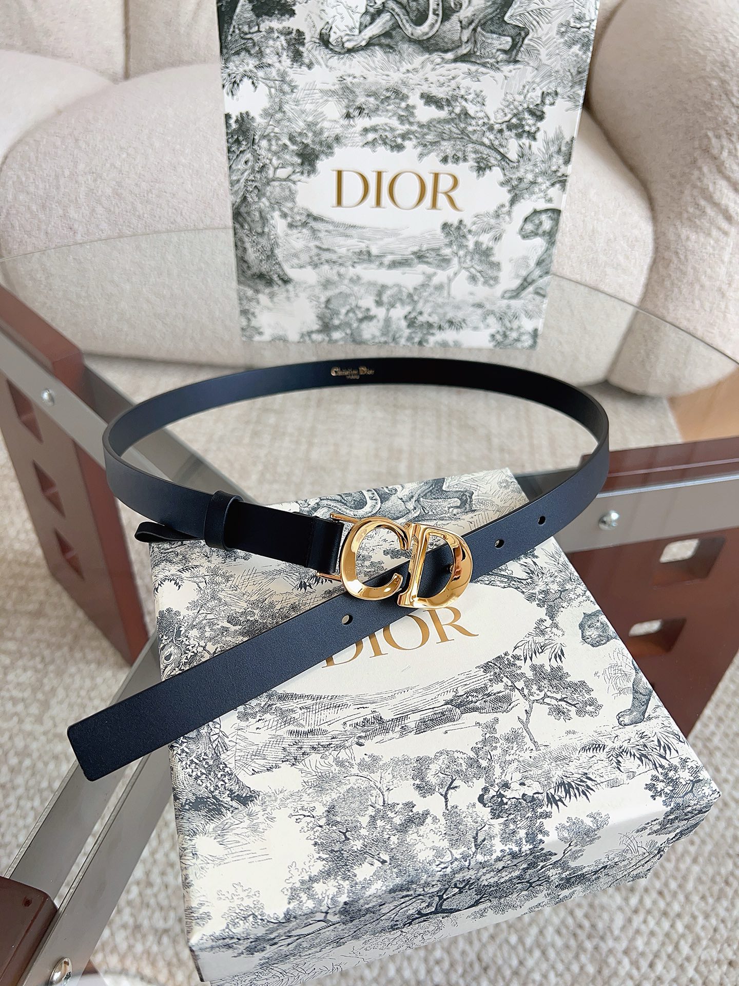 Dior CD Buckle Leather Belt 2cm