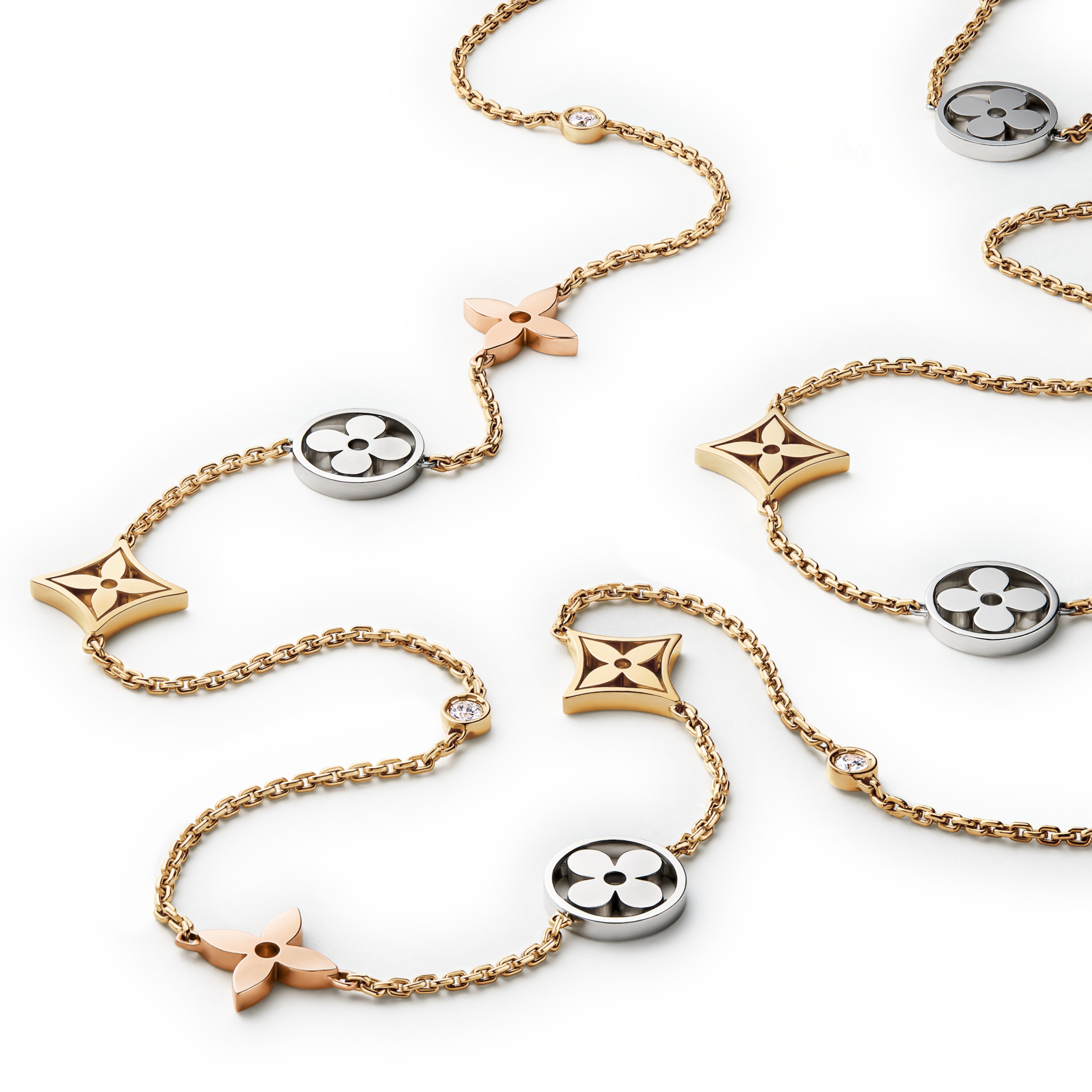 ロングネックレス モノグラム･イディール(18K スリーゴールド×ダイヤモンド)