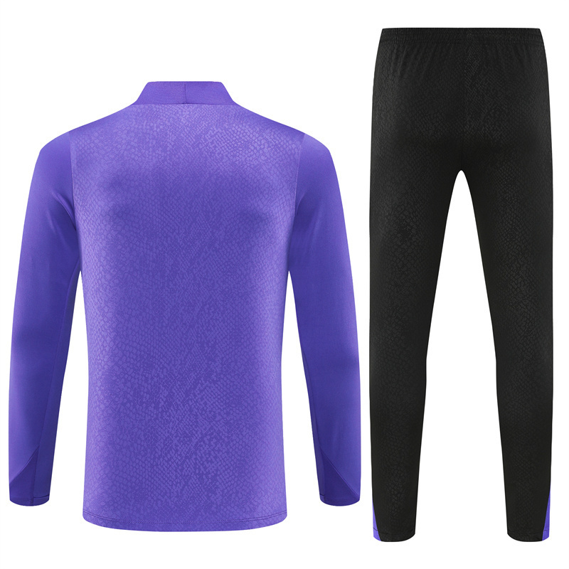 Adult/ Kids 2526 Barcelona half zipper Training suit Purple