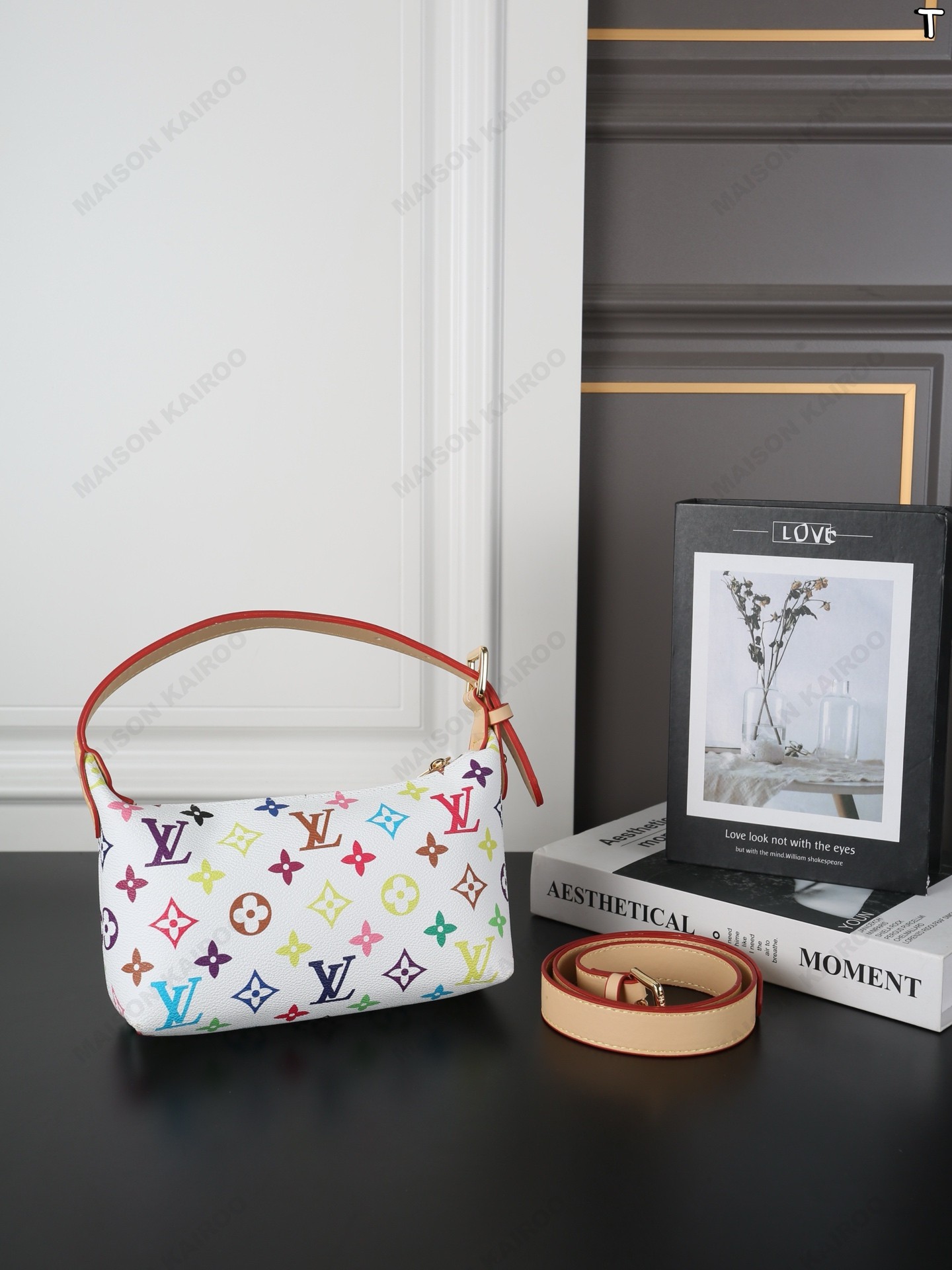 Louis Vuitton LV x TM Remix Pochette Hills White Multicolor Monogram Hobo Lunch Box Shoulder Bag - KAIROO